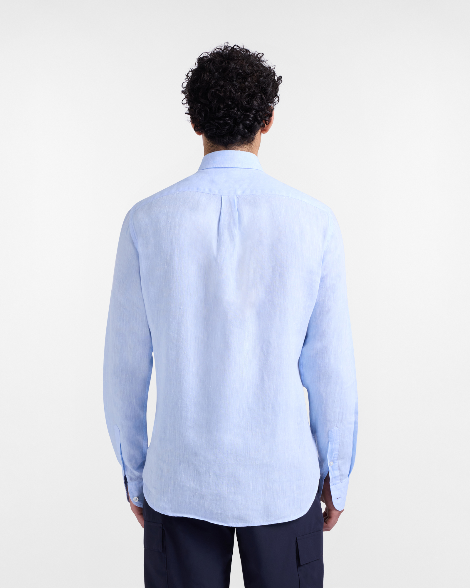 Herren Leinenhemd mit Brusttasche f&uuml;r Einstecktuch, Babyblau, large image number 2