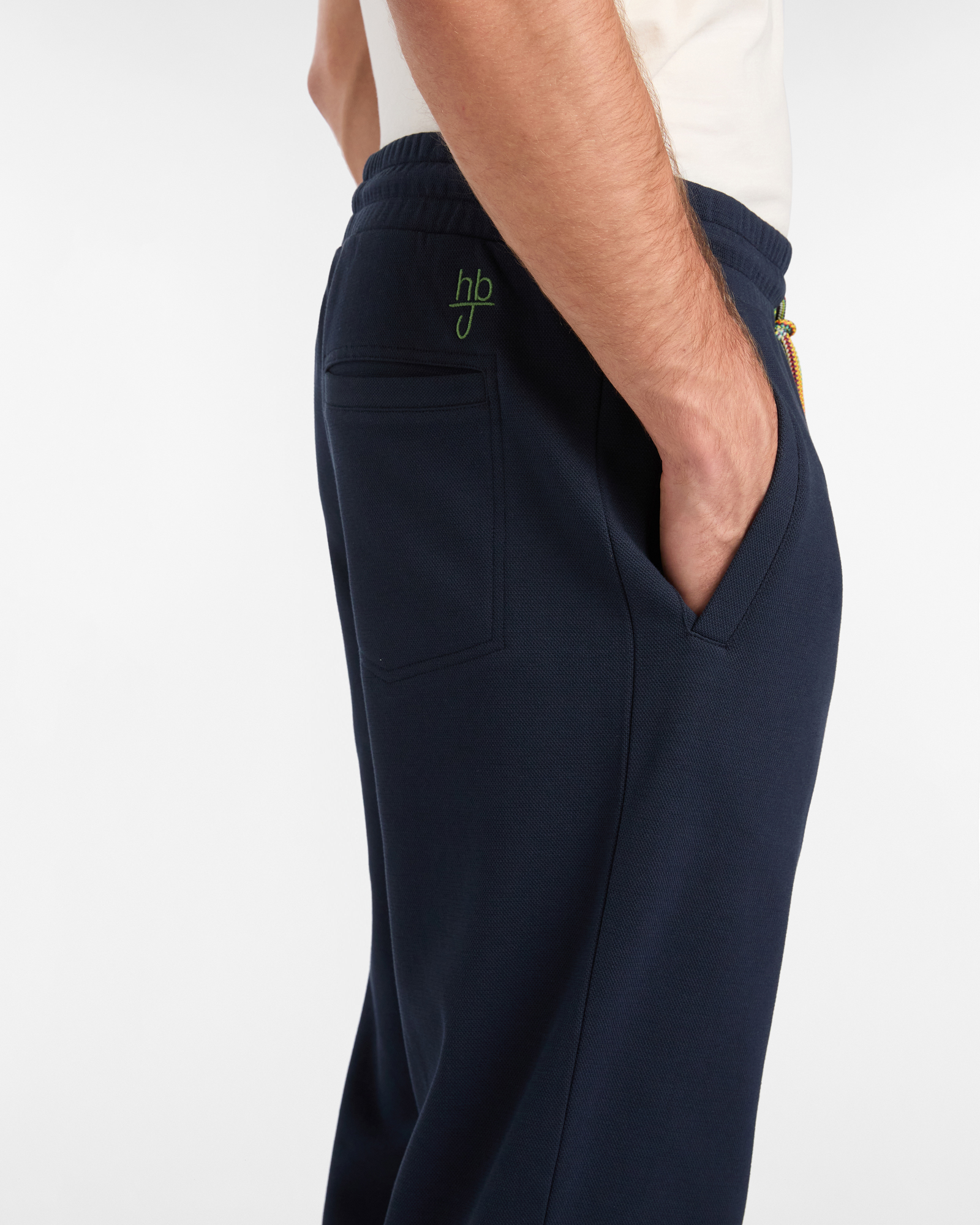 Sweatpants in Brushed Piquet with Drawstring, Dark Blue, large image number 2