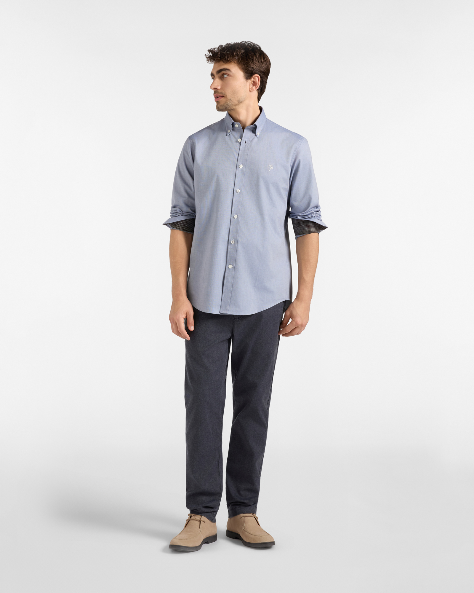 Camicia HBJ Uomo Regular Fit con collo Montecarlo in puro cotone, SKY, large
