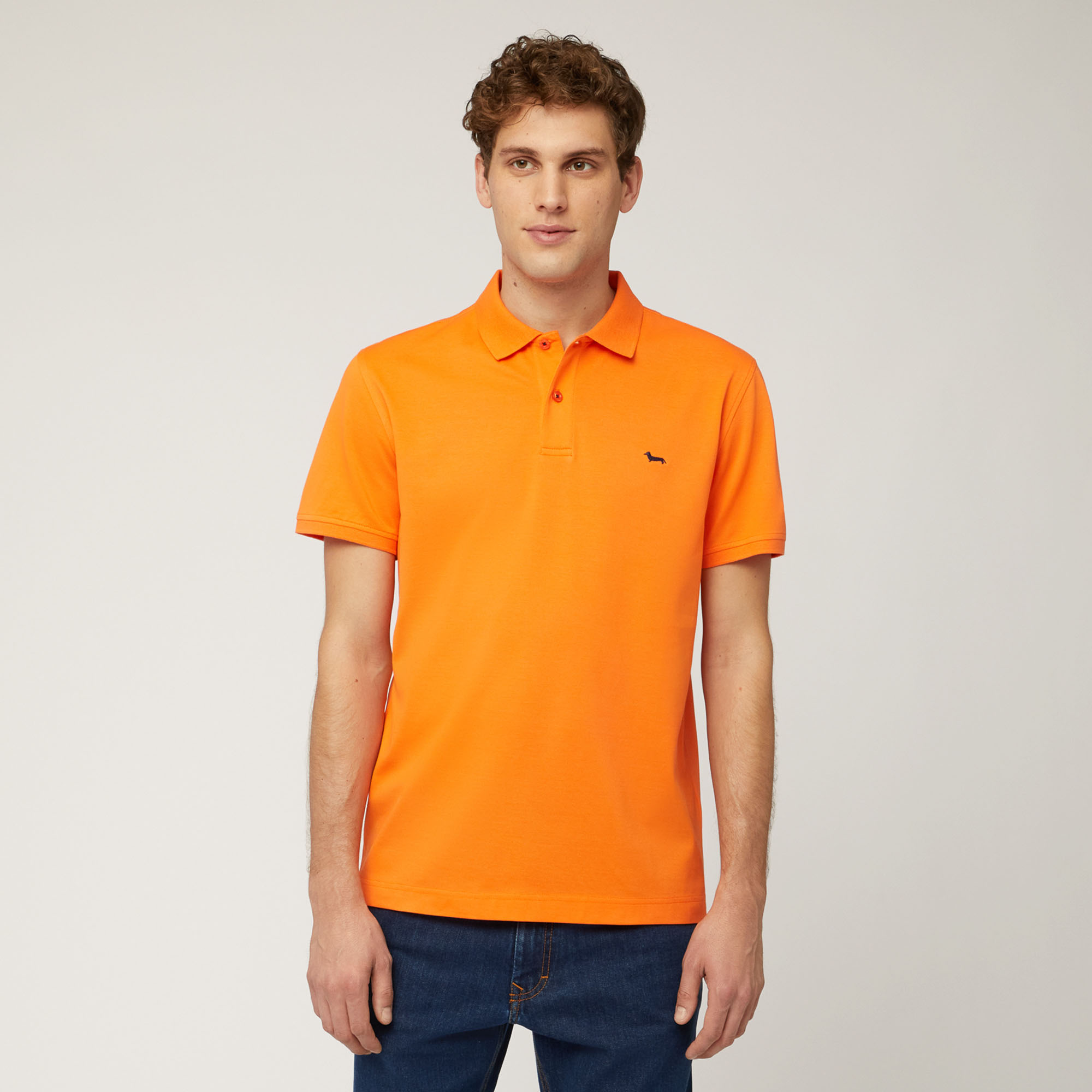 Polo with Lettering and Logo, Orange, large