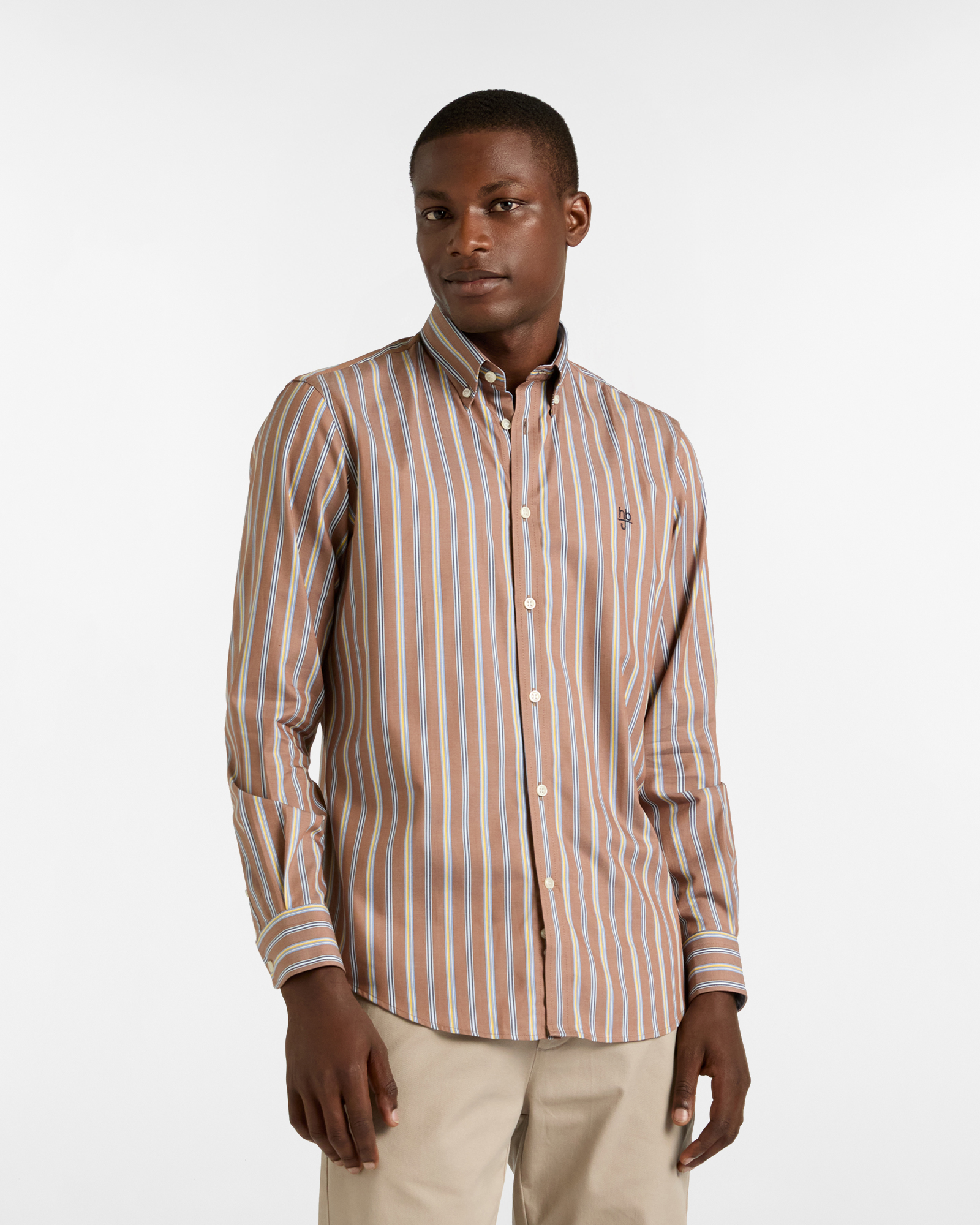 Camicia a Righe Multicolor in Cotone con Logo Ricamato