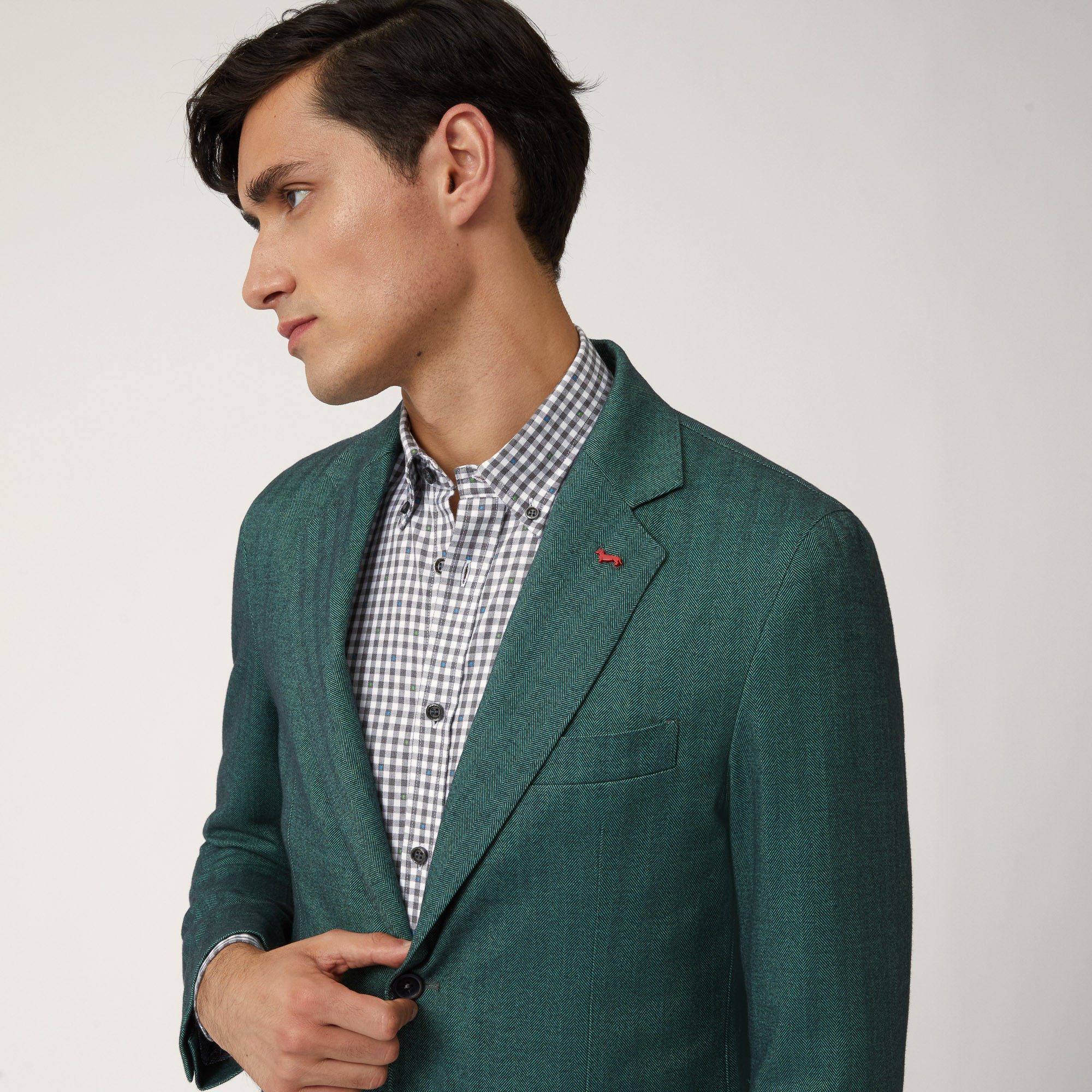 Blazer In Cotone Armaturato, Verde, large image number 2