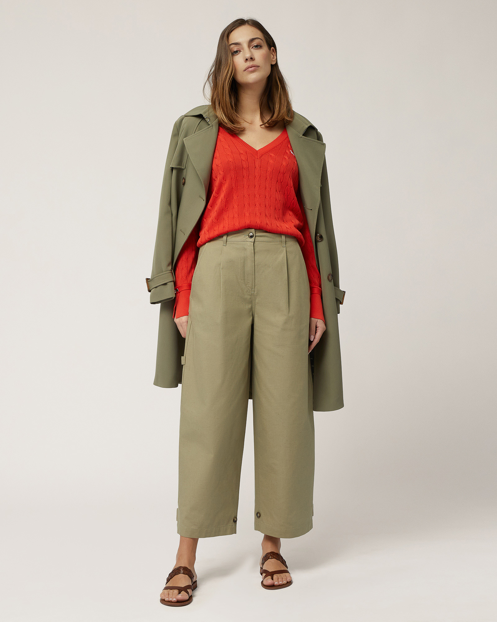 Pantalón de bajo fruncible, Verde militar, large image number 3