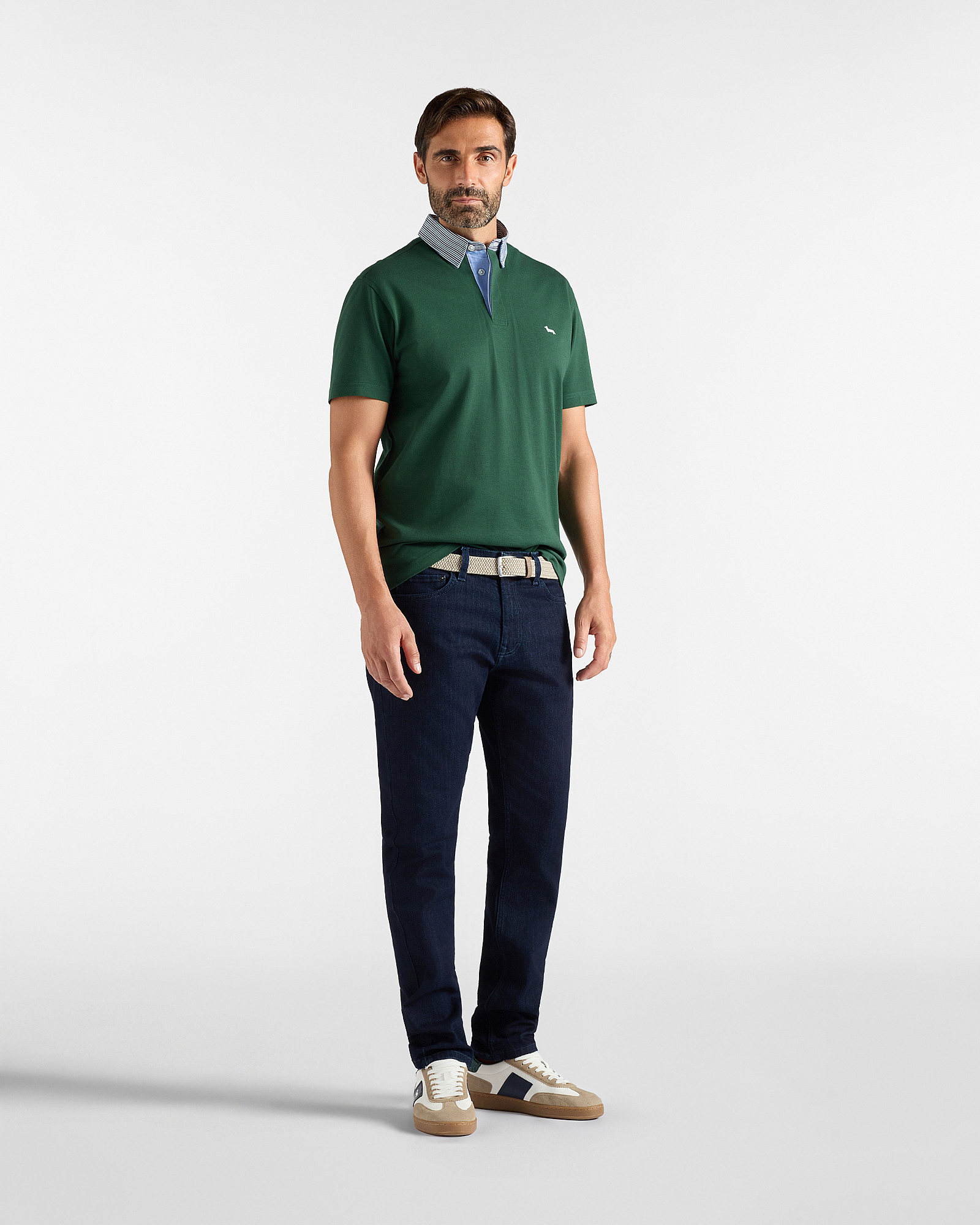 VIETRI PIQU&Eacute; POLO SHIRT WITH CONTRAST COLLAR, BOTTLE GREEN, large image number 3