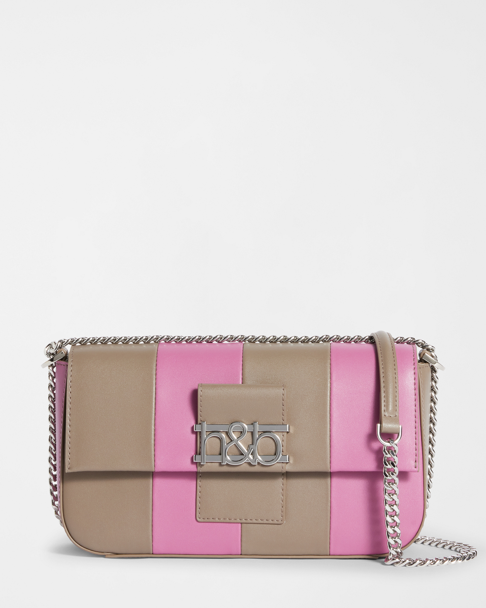 Bicolor Leather Bag With Flap