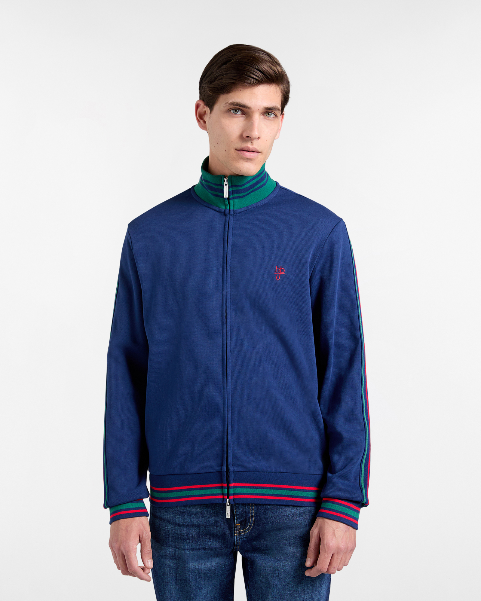 Felpa Uomo Full Zip in Piquet