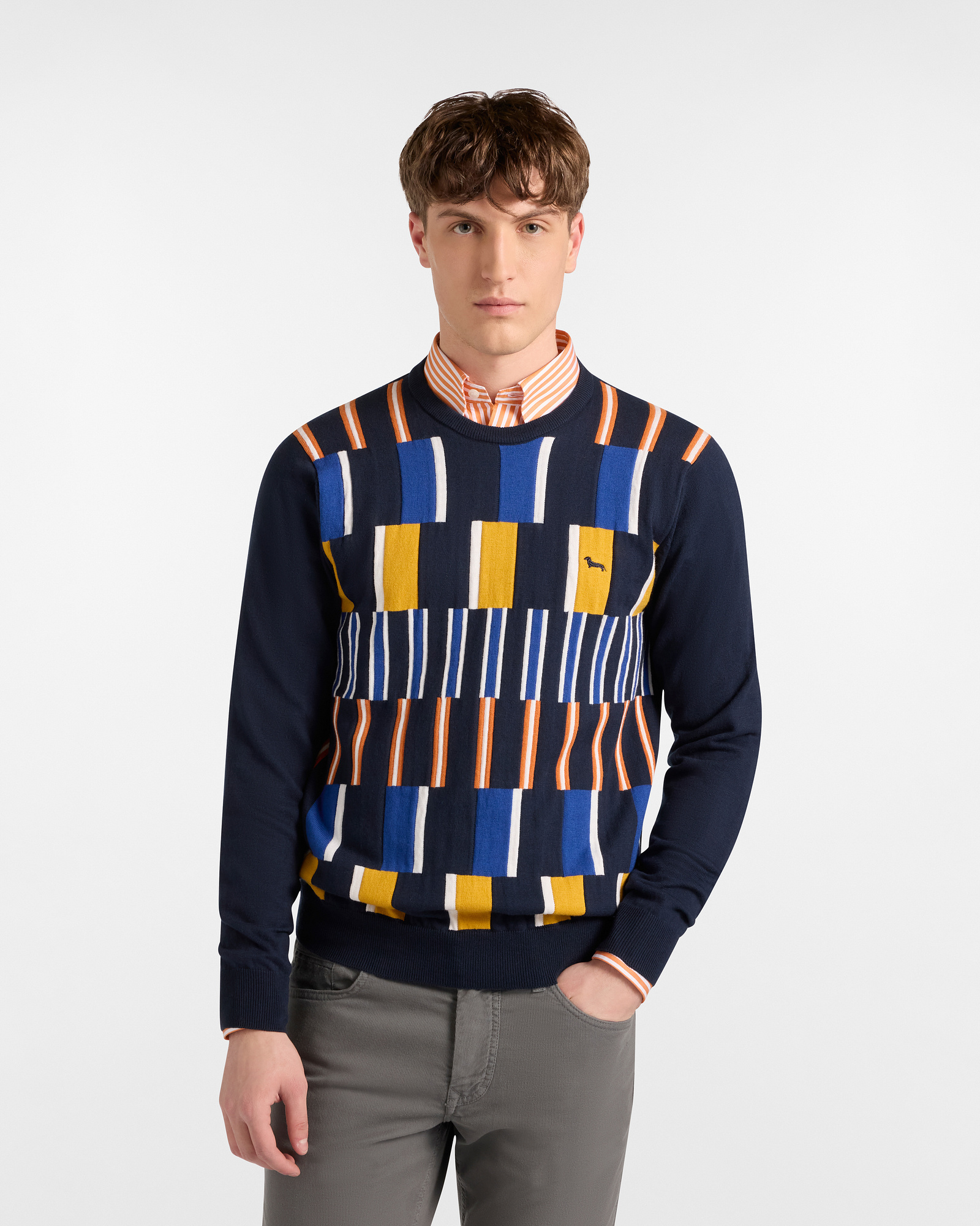 Pullover mit Multicolor-Muster, Navyblau, large image number 0