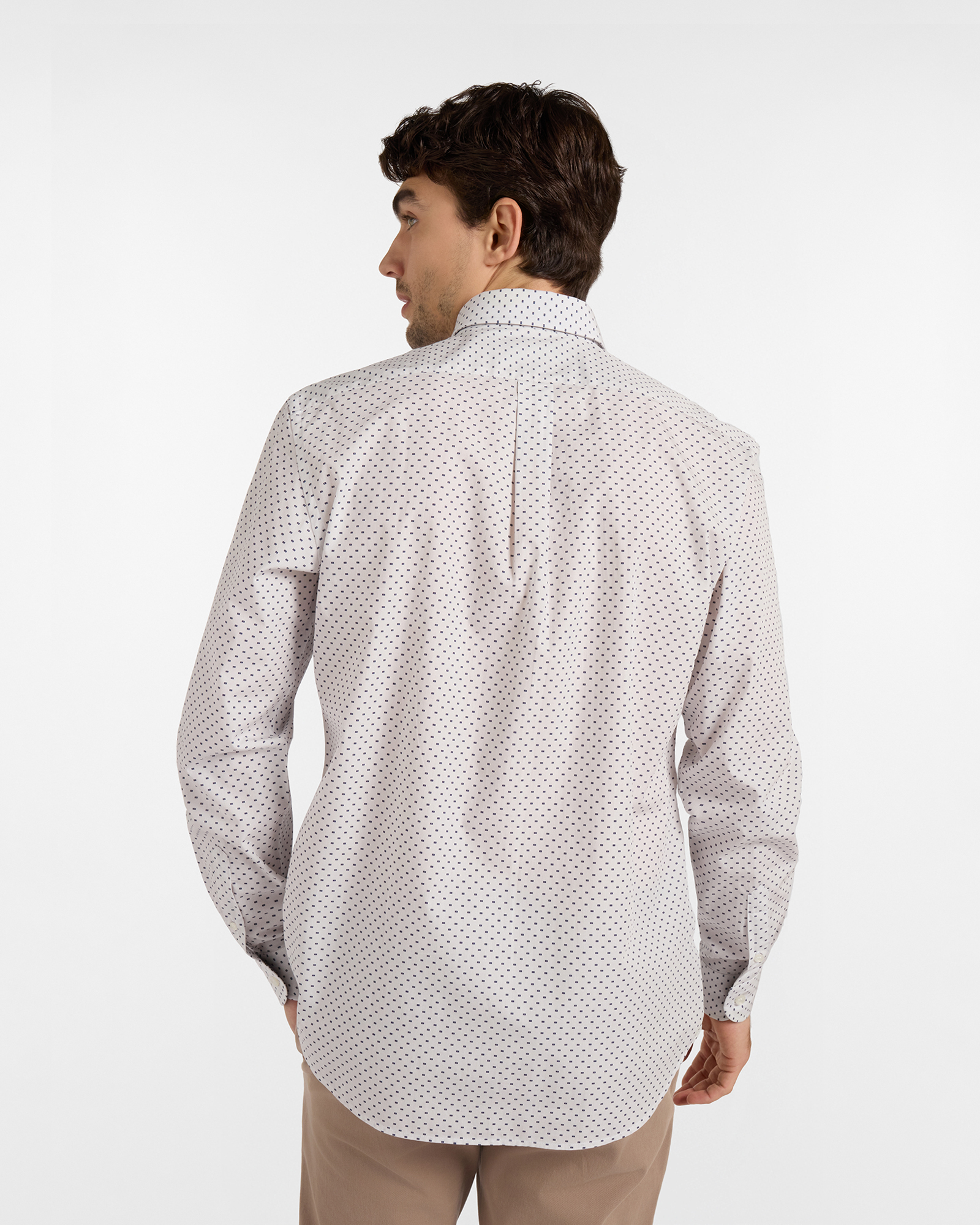 HBJ Men&rsquo;s Micro-Patterned Regular-Fit Shirt in Pure Cotton, GRAY, large image number 2