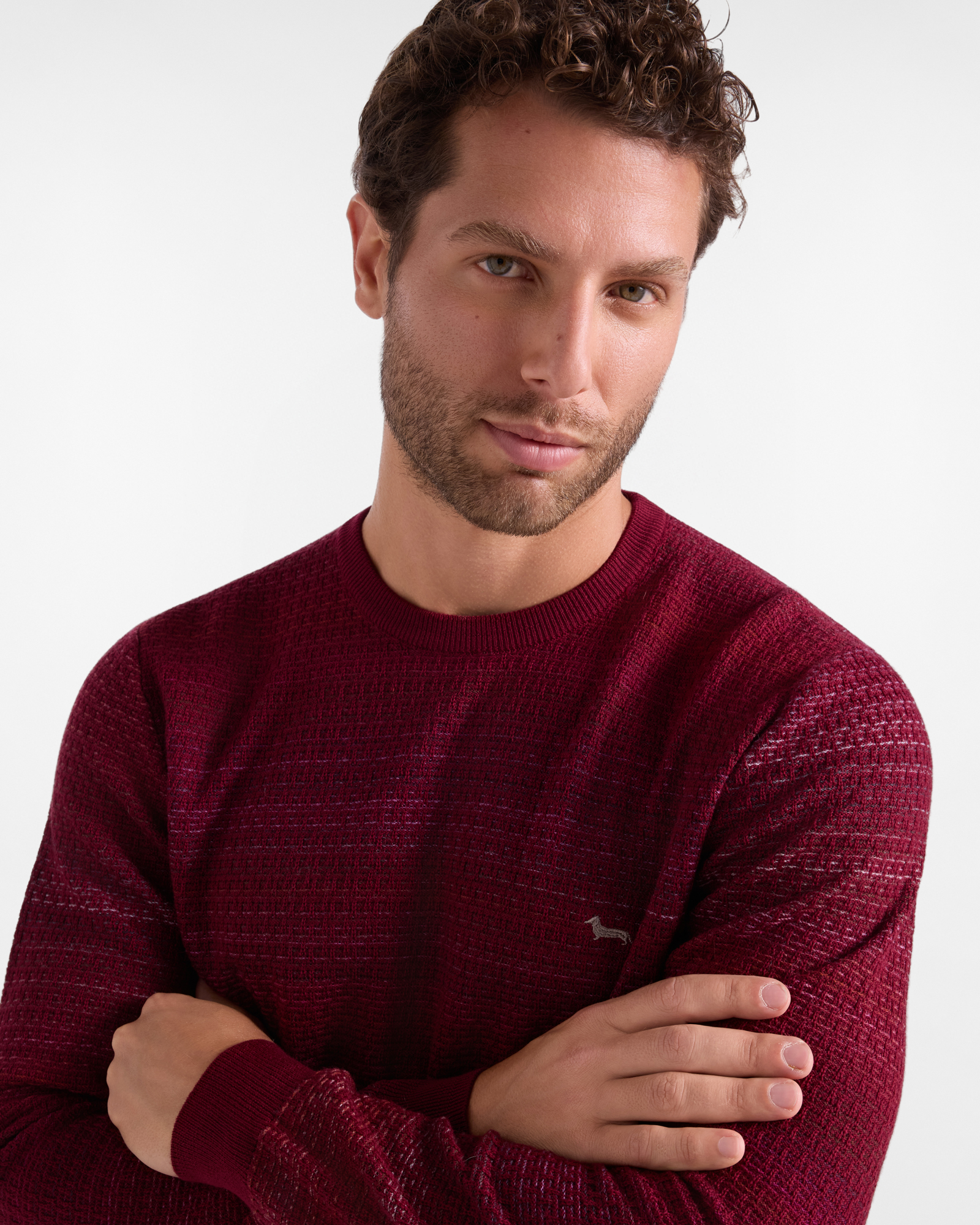 Maglia Uomo in 100% pura lana Regular Fit Made in Italy, INDIAN ROSE, large