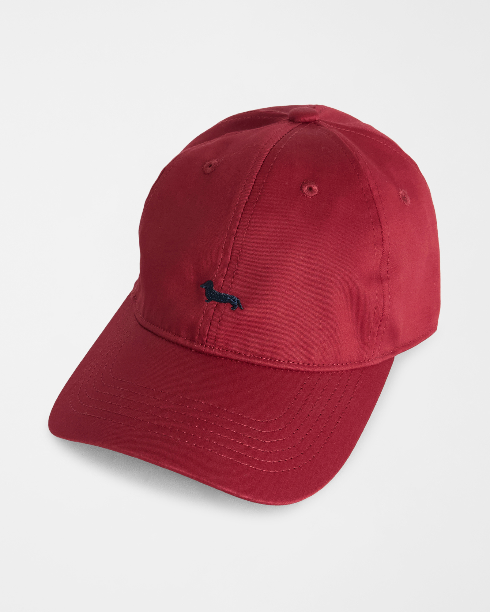 Cappello baseball con ricamo bassotto, Rosso, large