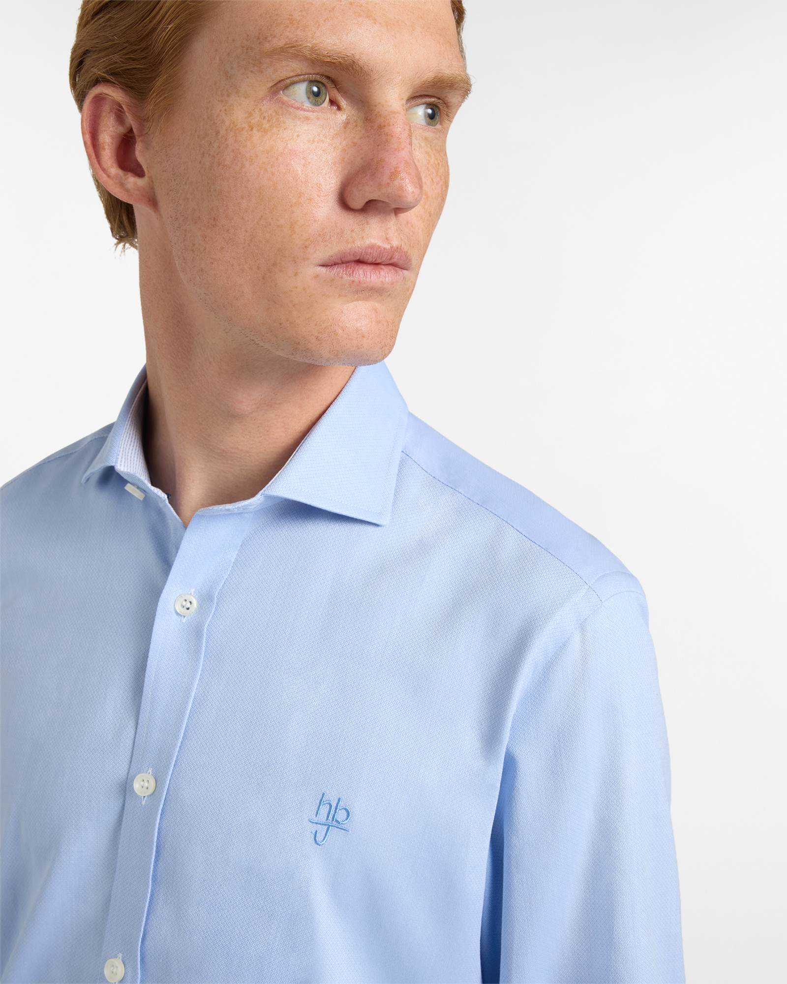 Camicia Uomo Tinta Unita Narrow fit in Puro Cotone, Celeste, large image number 2