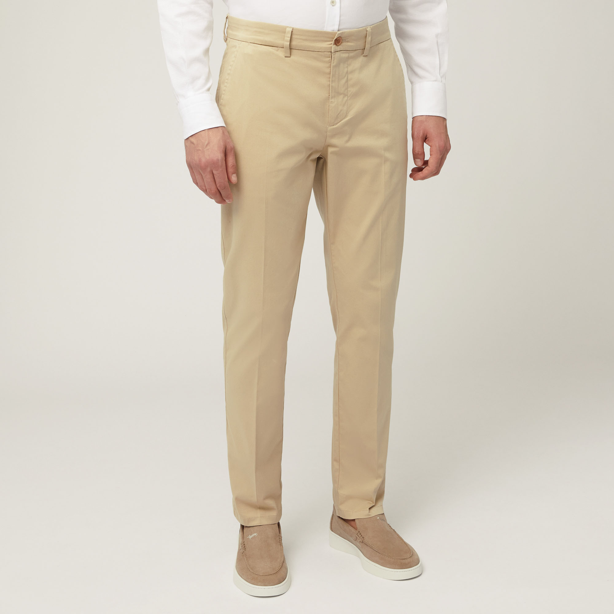 Narrow Fit Chino Pants, Beige, large