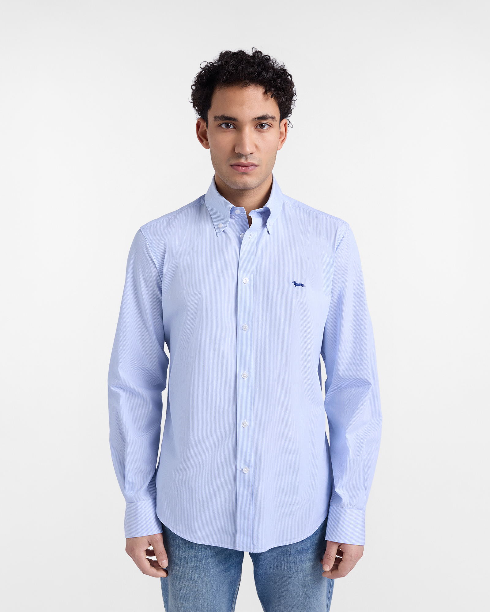 Harmont&Blaine - Camicia micro righe regular fit, Uomo, Celeste, Taglia: 6XL