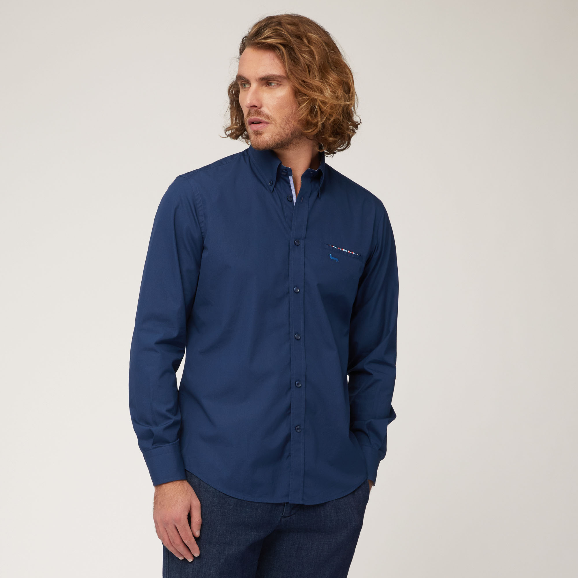 Camicia In Cotone Con Taschino, Light Blue, large