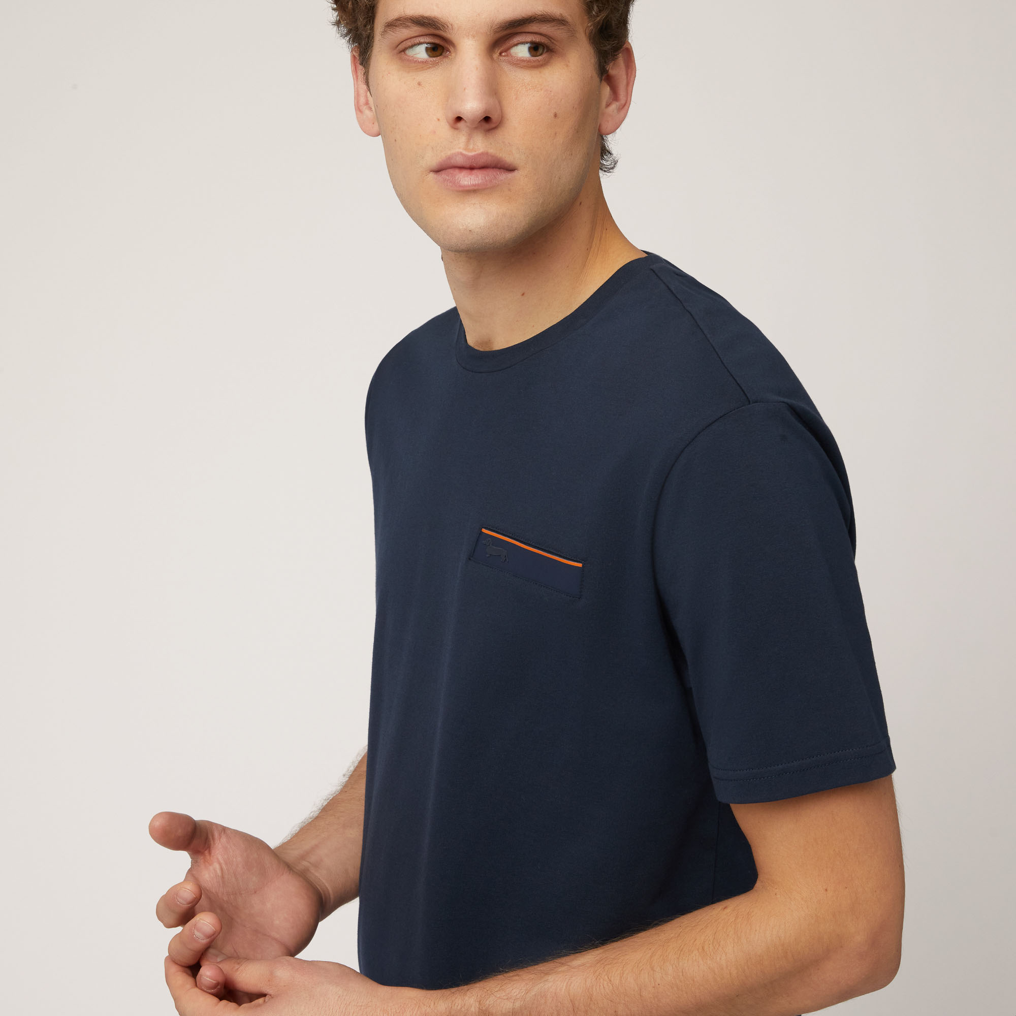 T-Shirt with Welt Pocket, Blue, large image number 2