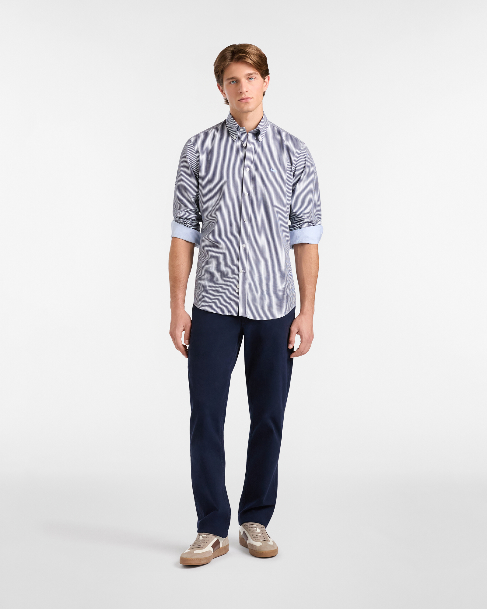 Camicia A Righe Con Bassotto, Blu Sport, large image number 3
