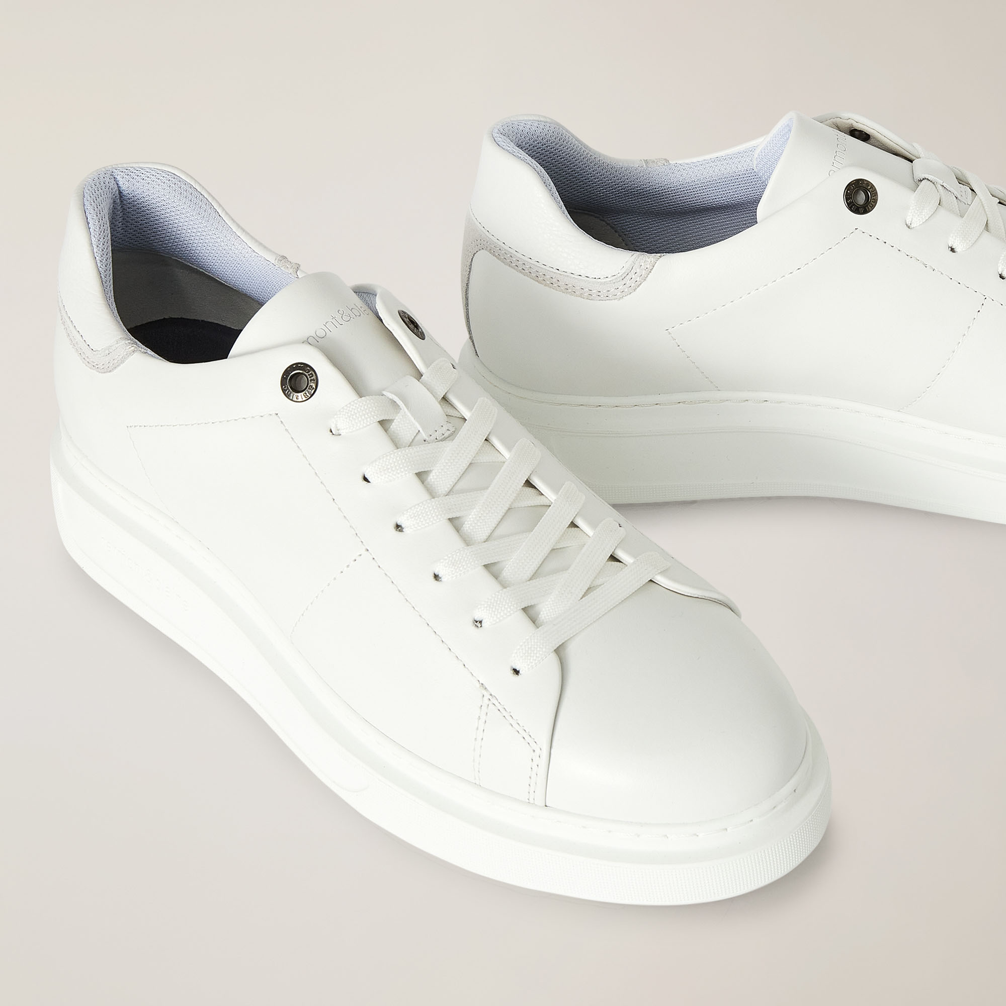 Sneaker In Vera Pelle, Bianco, large image number 3