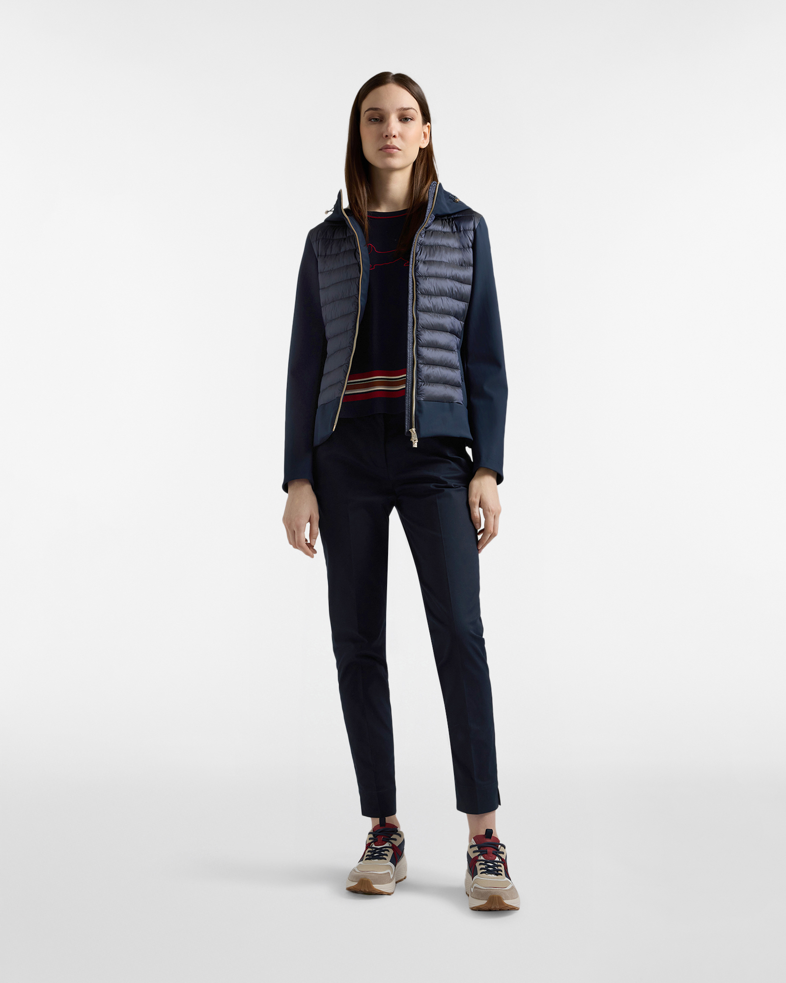 Bi-material jacket with hood, Navy Blue, large image number 3