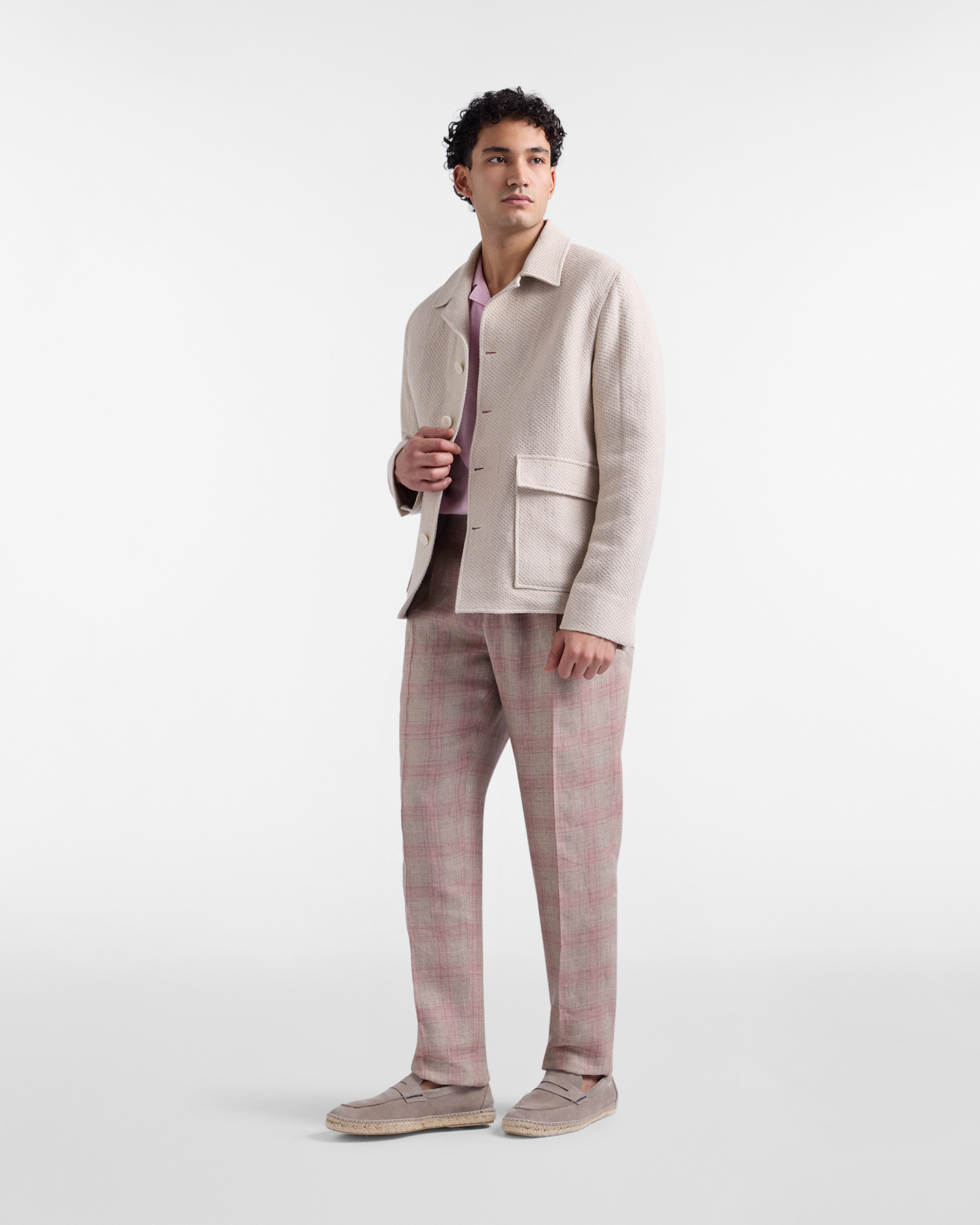 Sobrecamisa para hombre de la c&aacute;psula Artigianalit&agrave; a Colori con bordes en tela inglesa, Gris, large image number 3