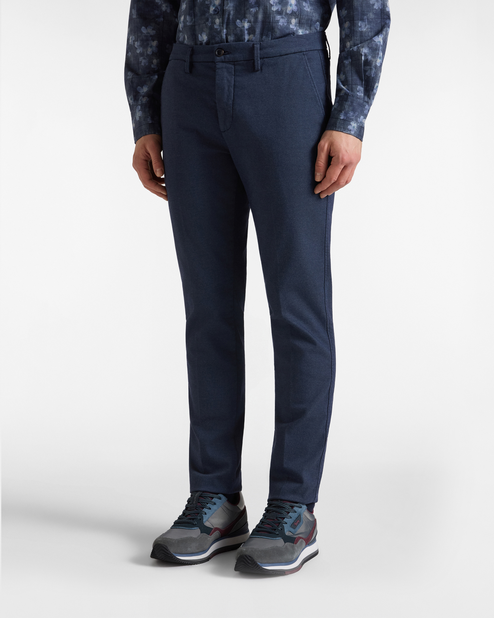 Pantalone Chino Uomo in misto cotone blu Narrow Fit