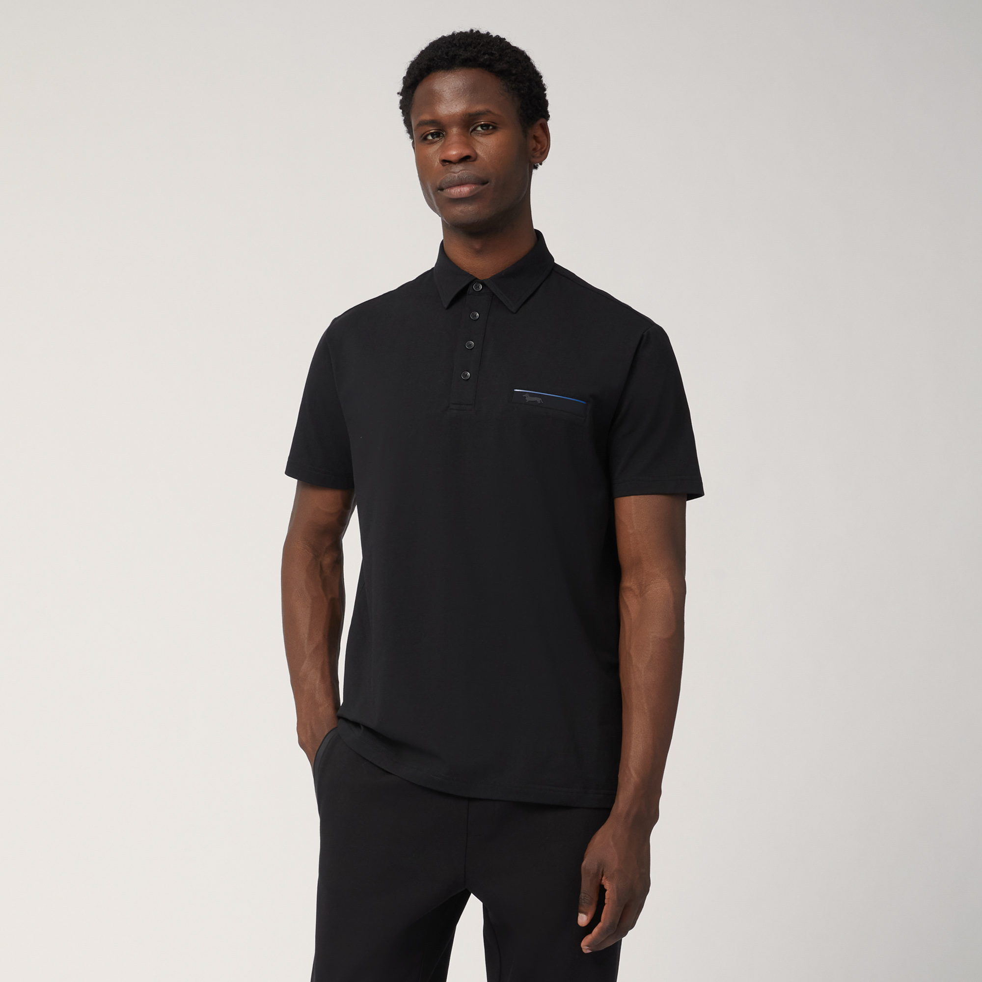 Polo with Pocket, Black, large