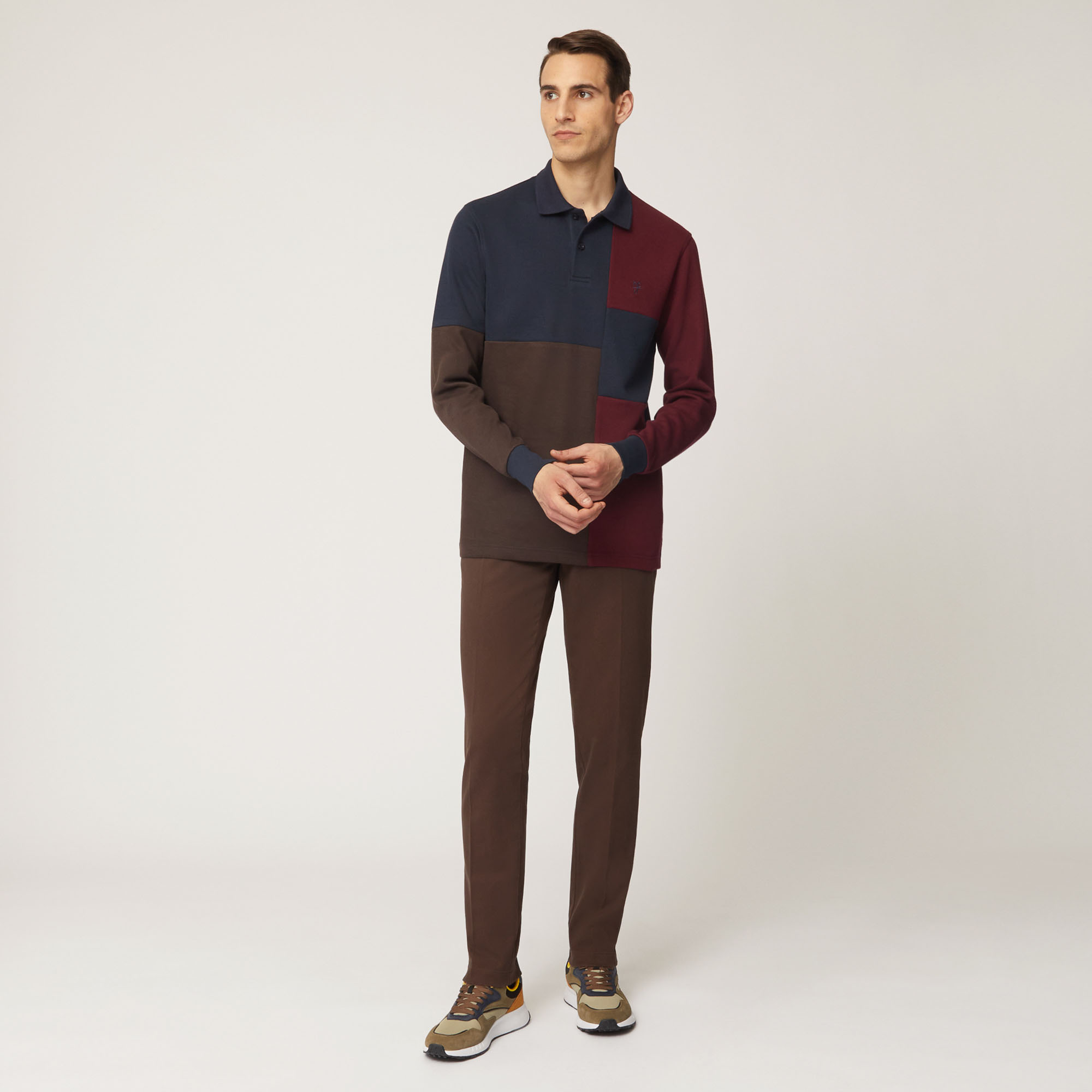 Pantalone Chino Narrow In Twill Pesante Di Cotone, Marrone Scuro, large image number 3