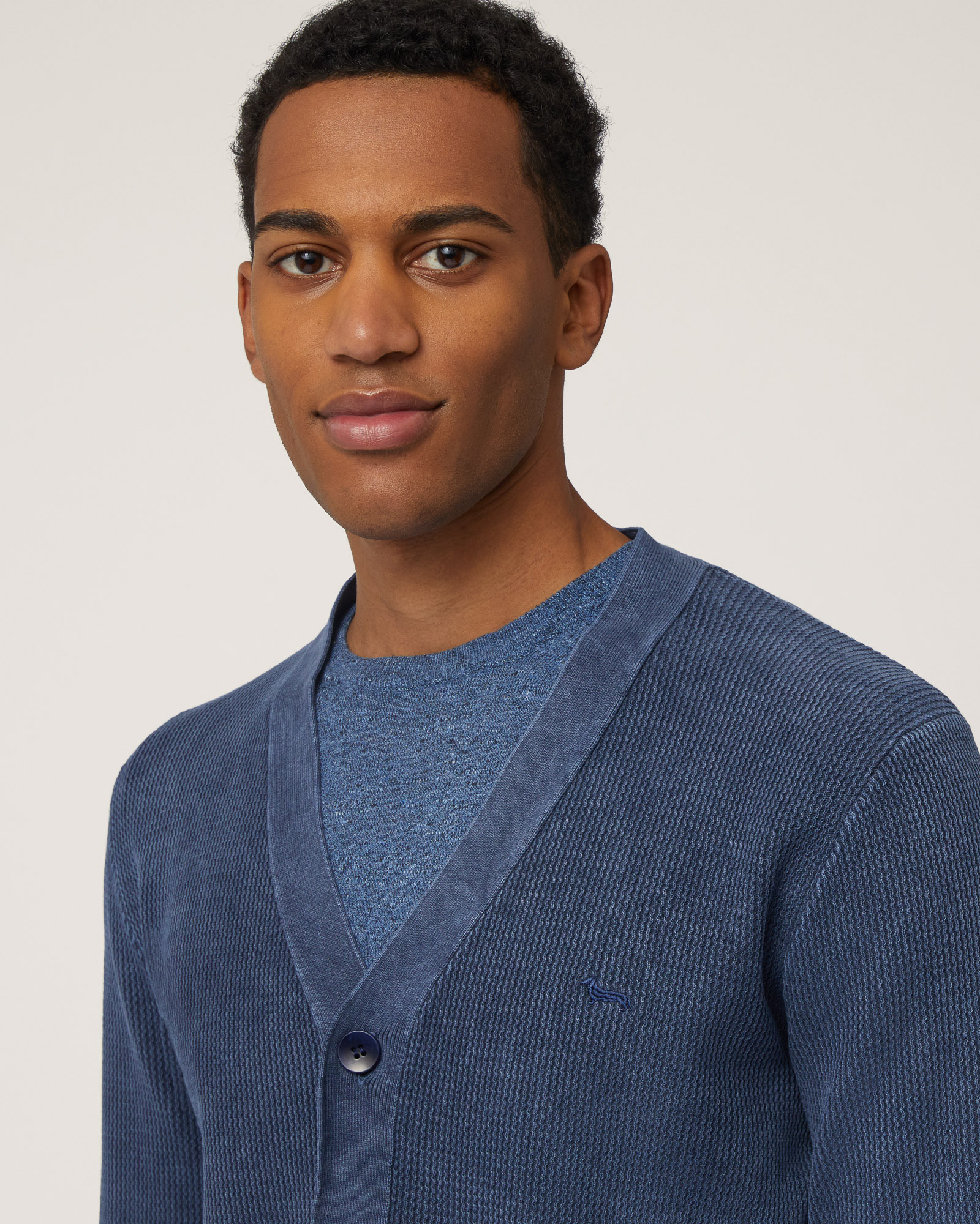 Cardigan In Cotone Con Bottoni, Blu Marine, large image number 2