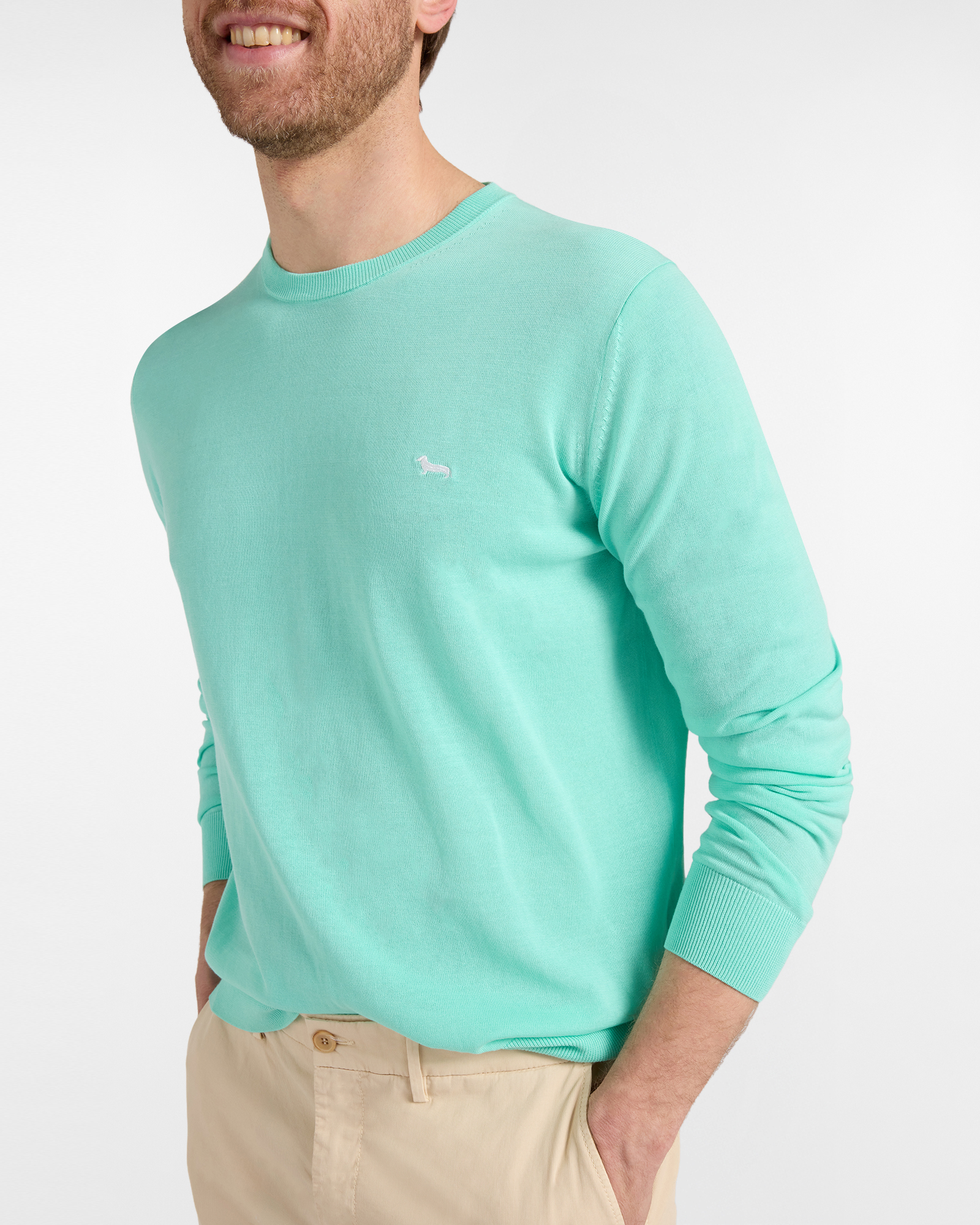 Cotton crewneck pullover, Green, large image number 2