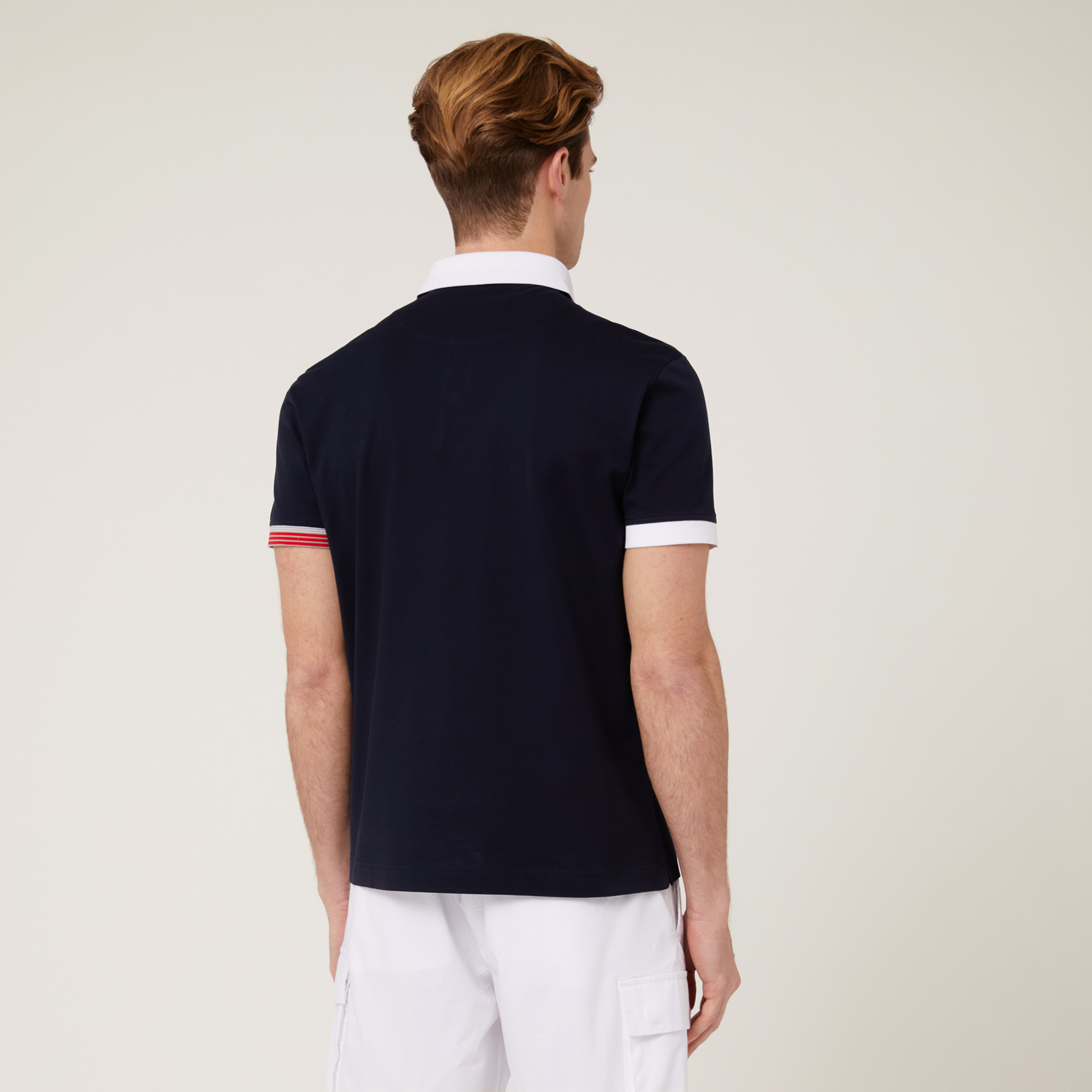 Polo In Cotone Con Contrasti, Blu Navy, large image number 1