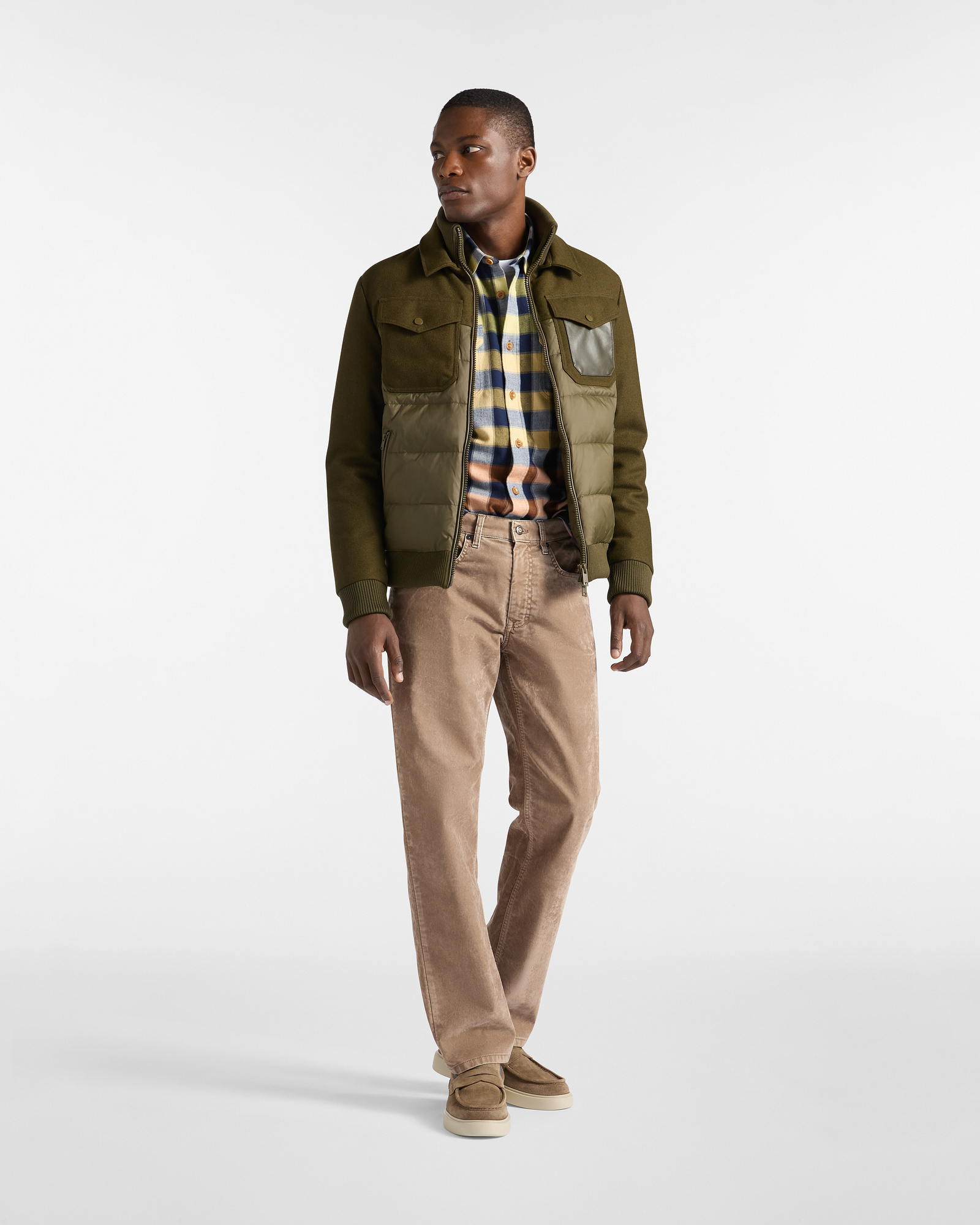 Chaqueta de Lana y Nailon, Verde, large image number 3