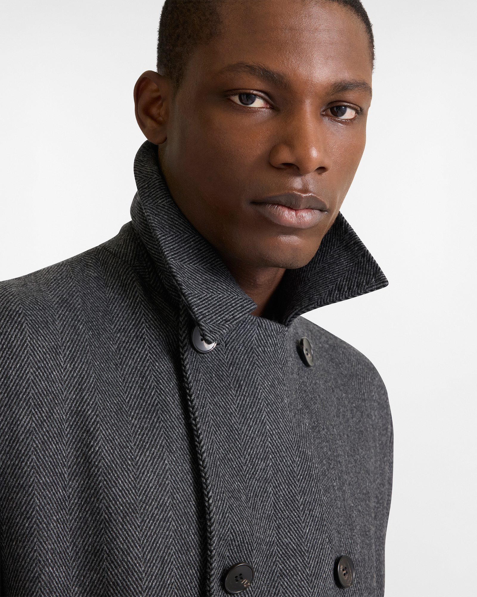 Long Double-Breasted Wool Coat Artigianalità a Colori Capsule, Anthracite, large image number 2