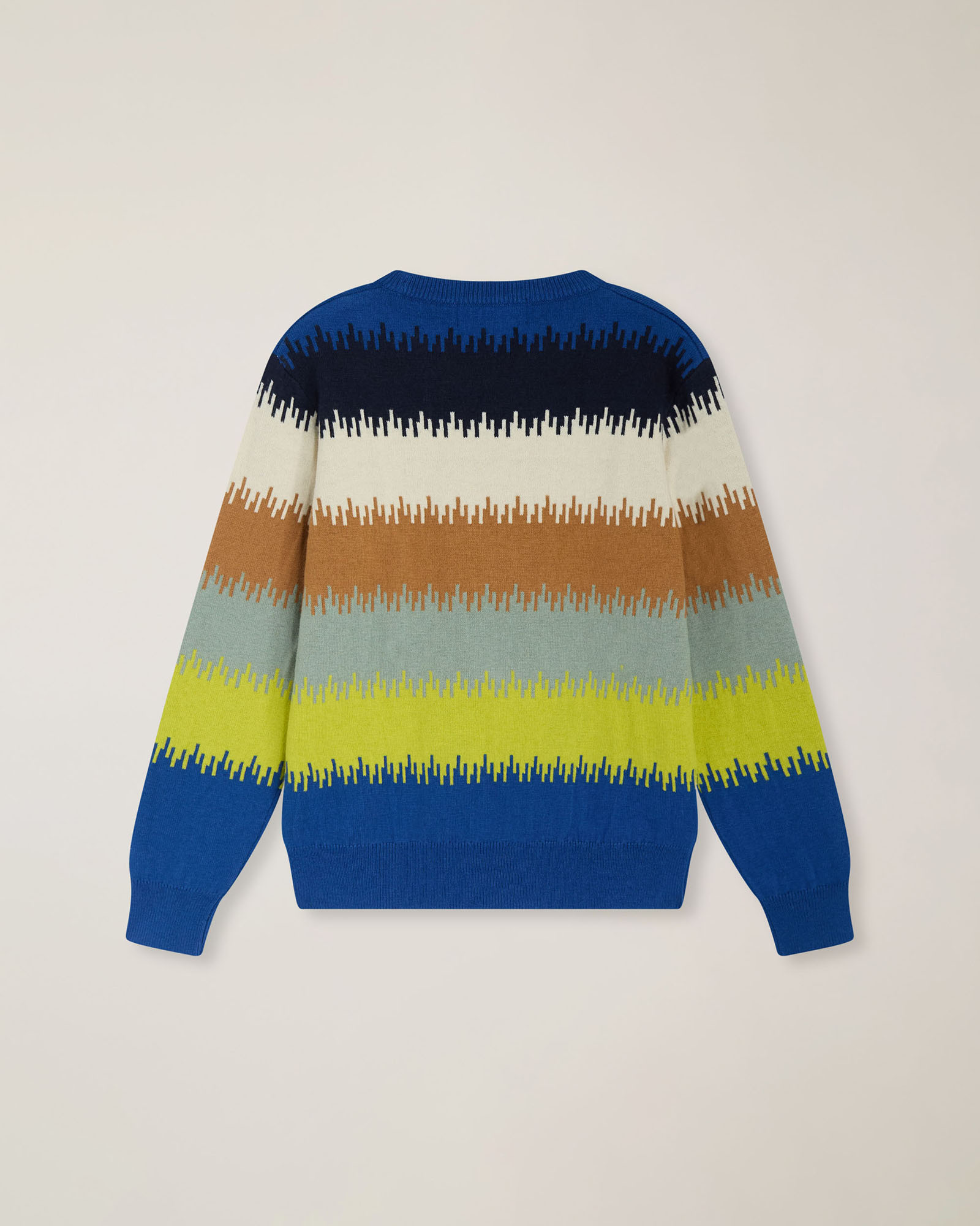 Crewneck sweater with intarsia knit and embroidered logo, Indigo, large image number 1