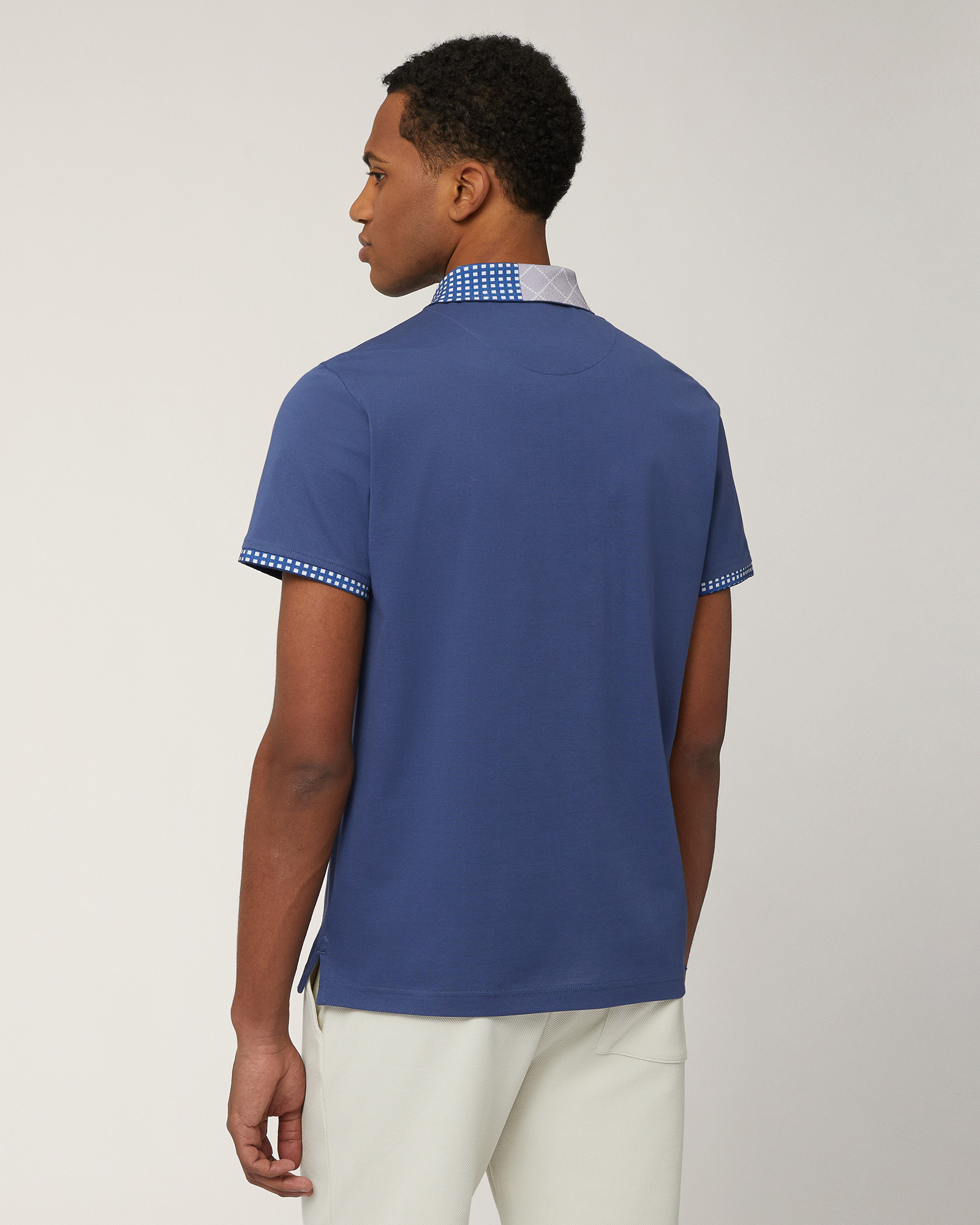 Poloshirt aus Baumwolle mit doppeltem Druck, Marineblau, large image number 1