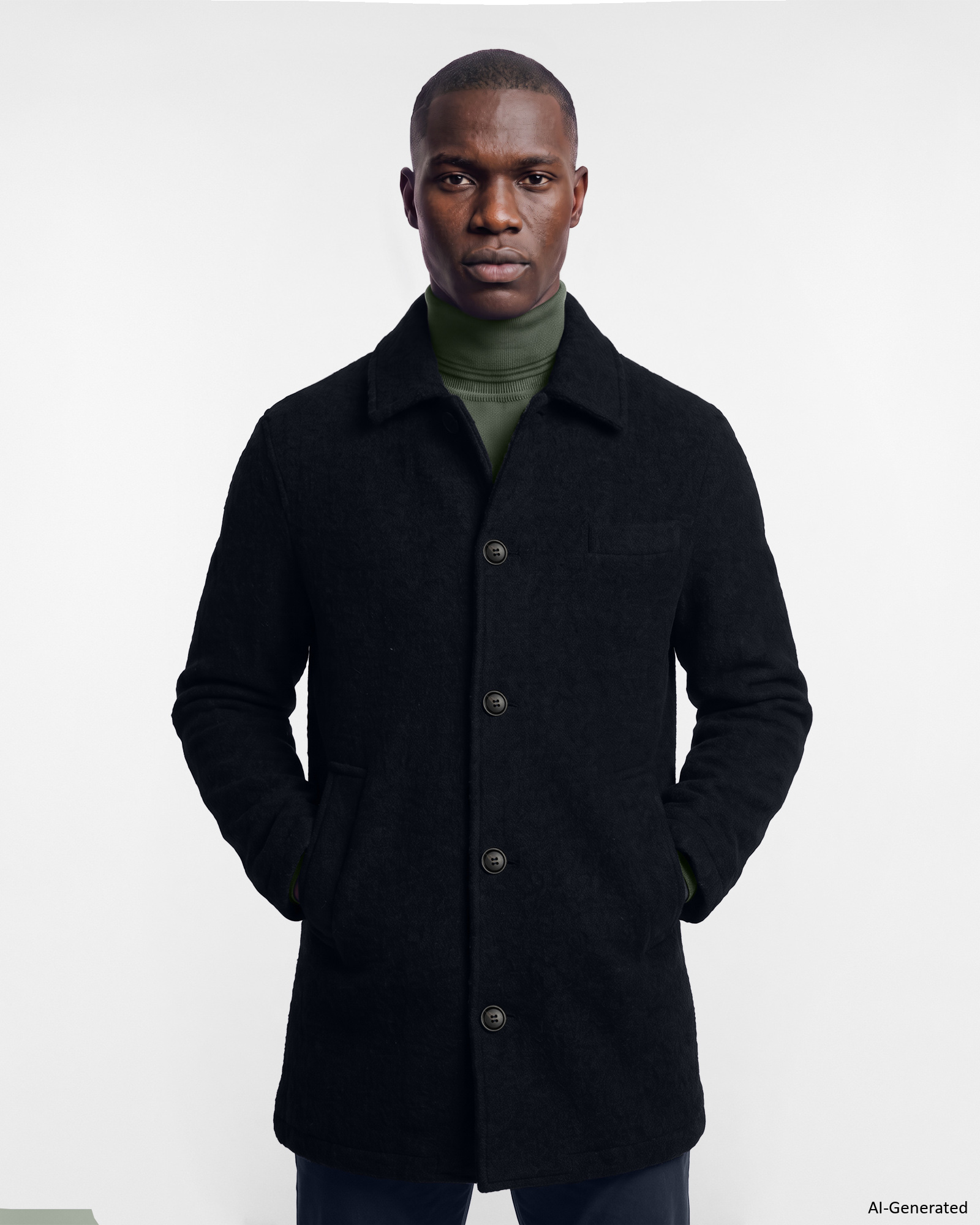 Cappotto HBJ Uomo in Misto Lana e Viscosa Blu Scuro