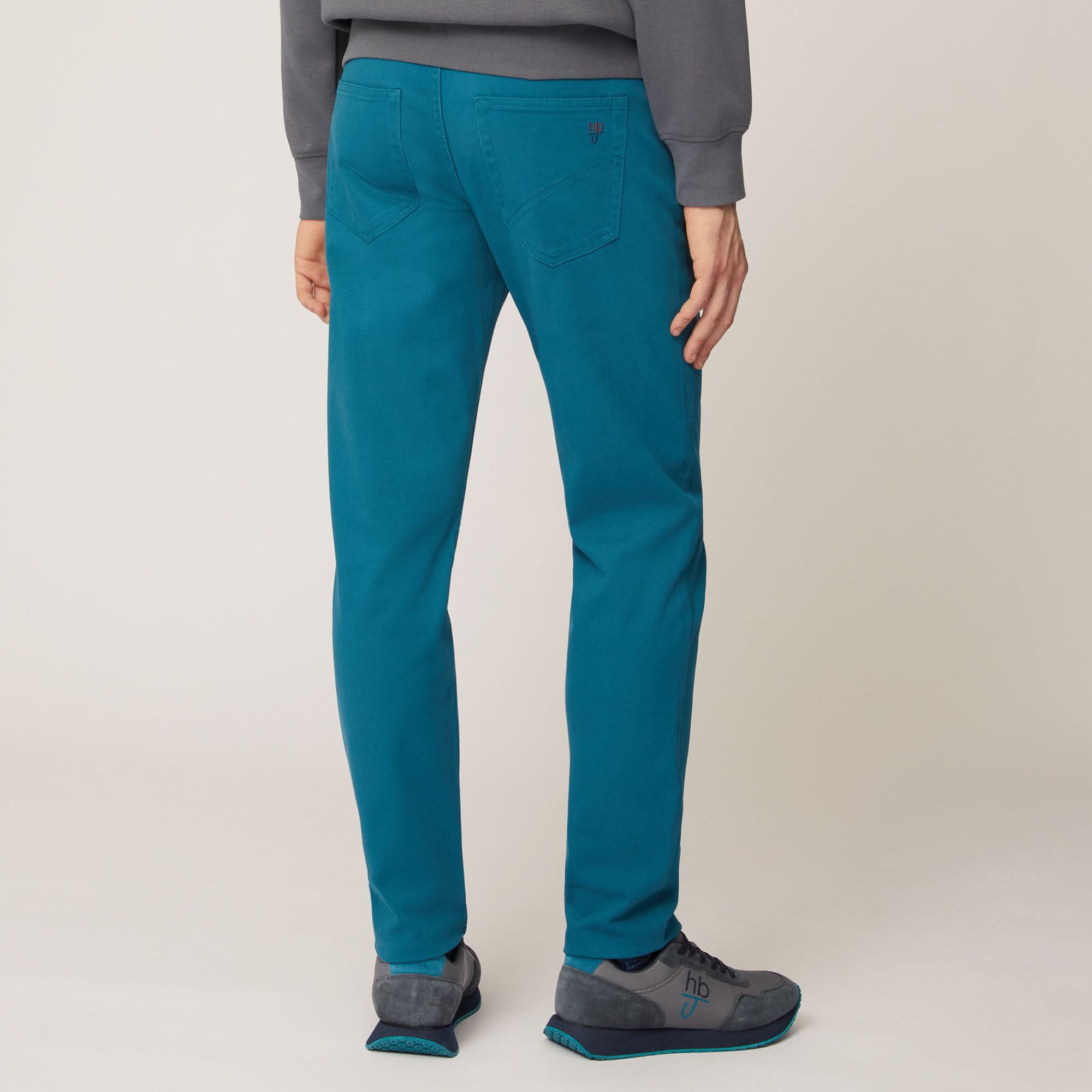 Pantalone Cinque Tasche In Twill Di Cotone, Verde Petrolio, large image number 1
