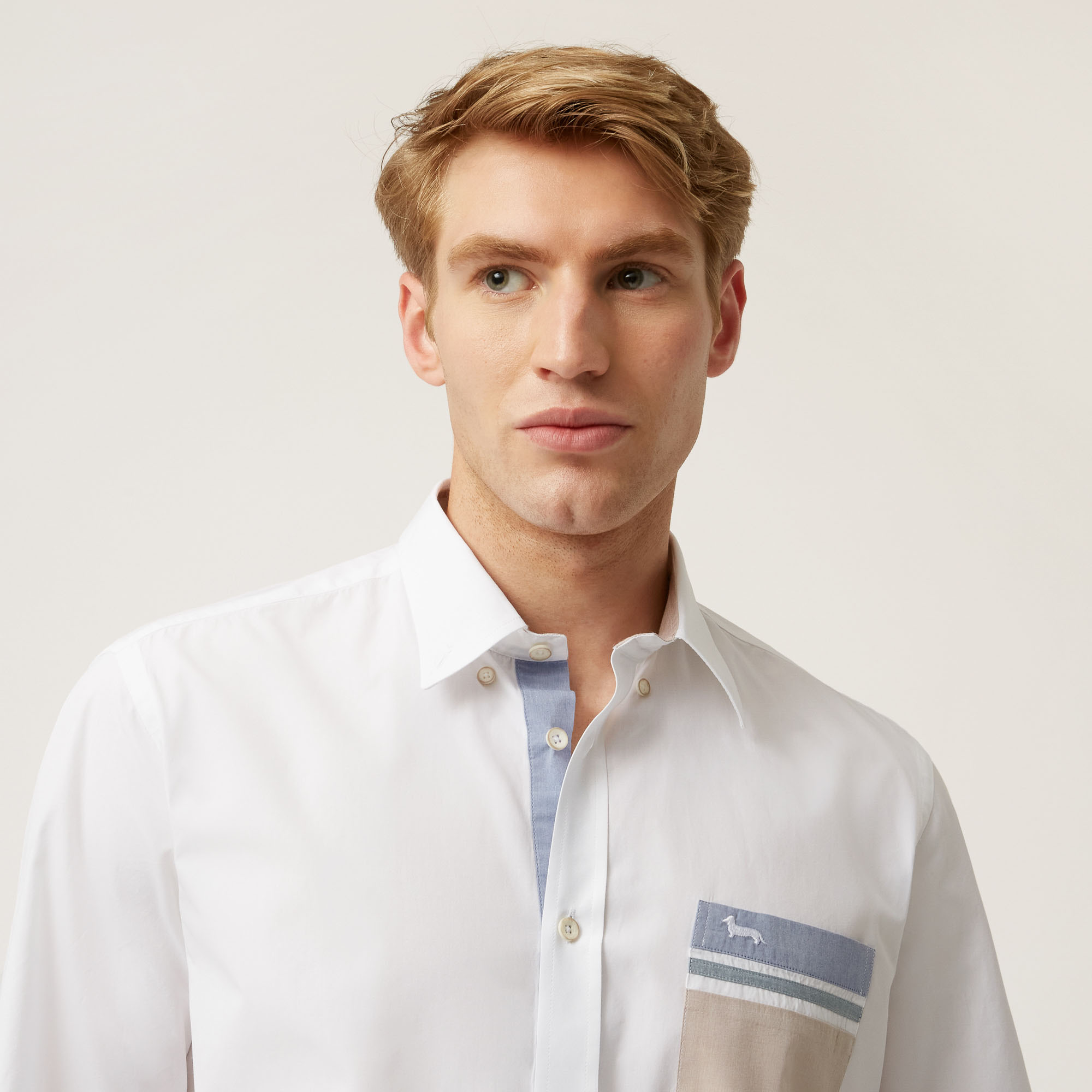 Camisa Con Bolsillo Y Detalles A Contraste, Blanco, large image number 2