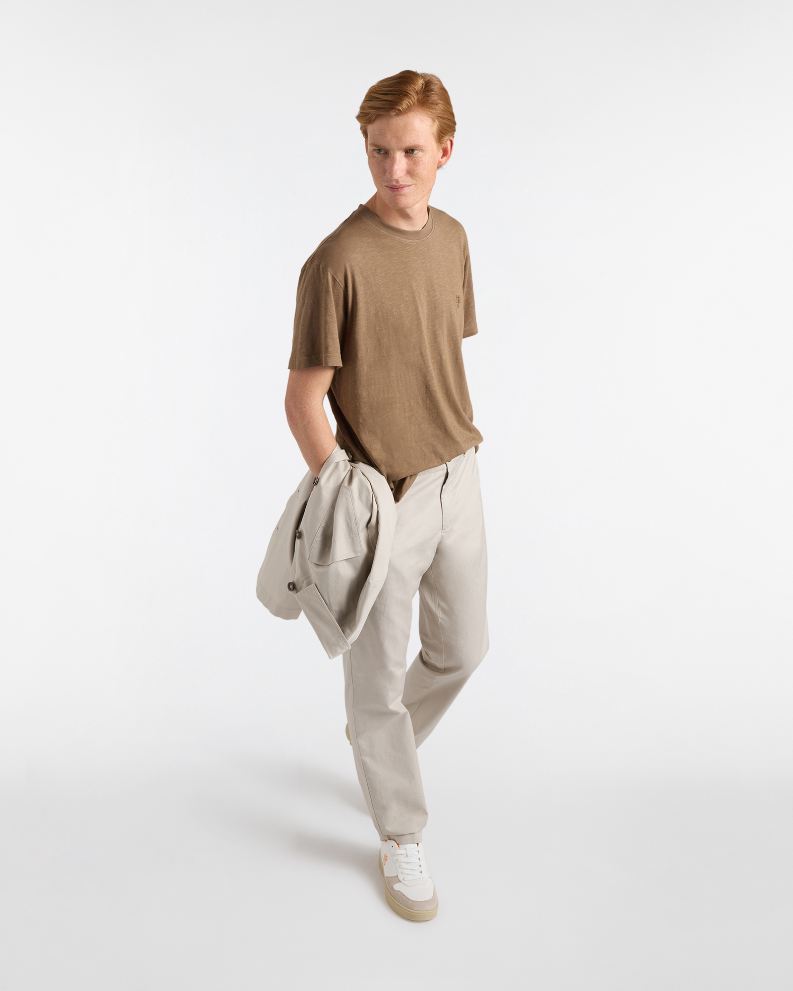 T‑shirt Uomo Effetto Old D‑Fit, Marrone chiaro, large image number 3