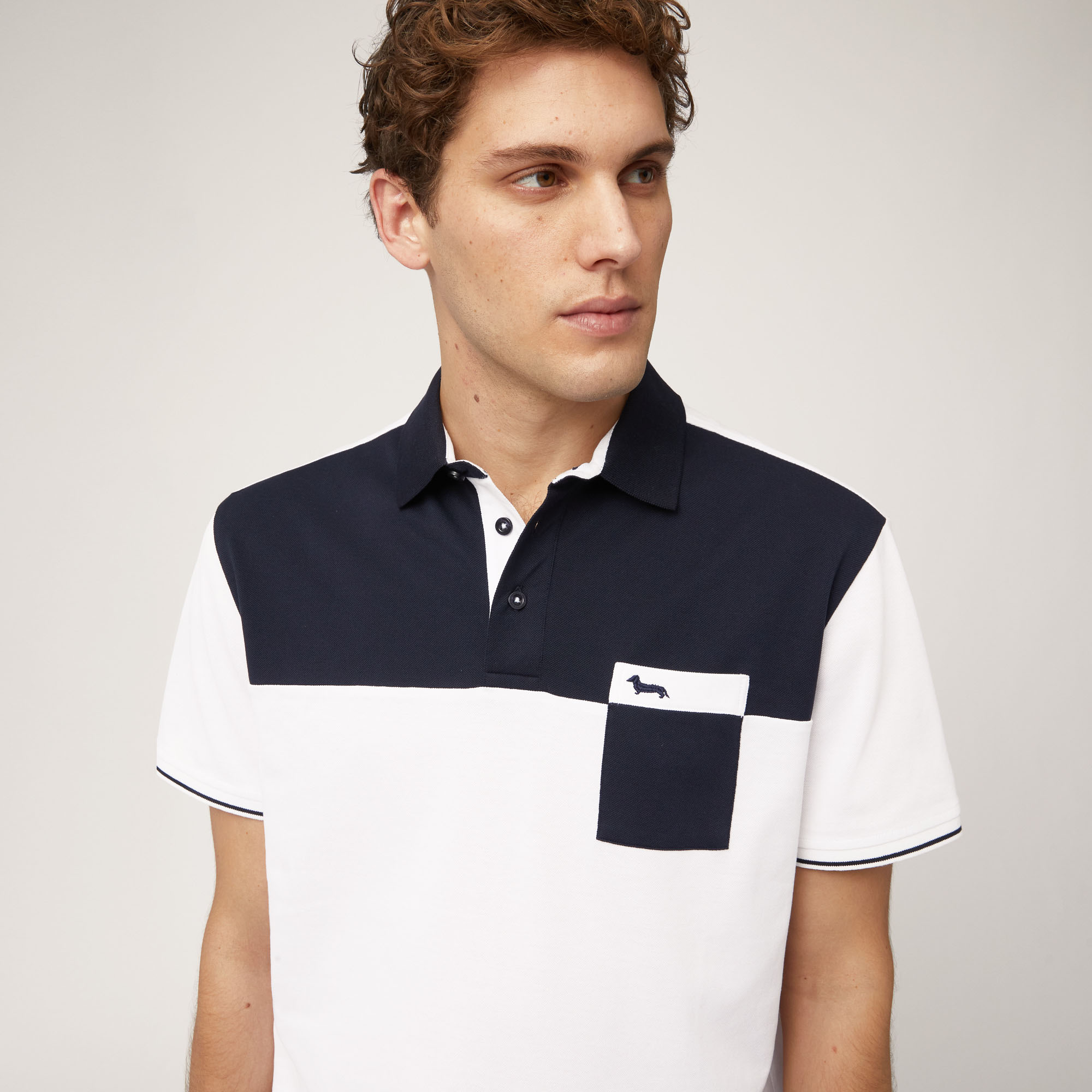 Polo Color Block In Cotone, Blu Navy, large image number 2