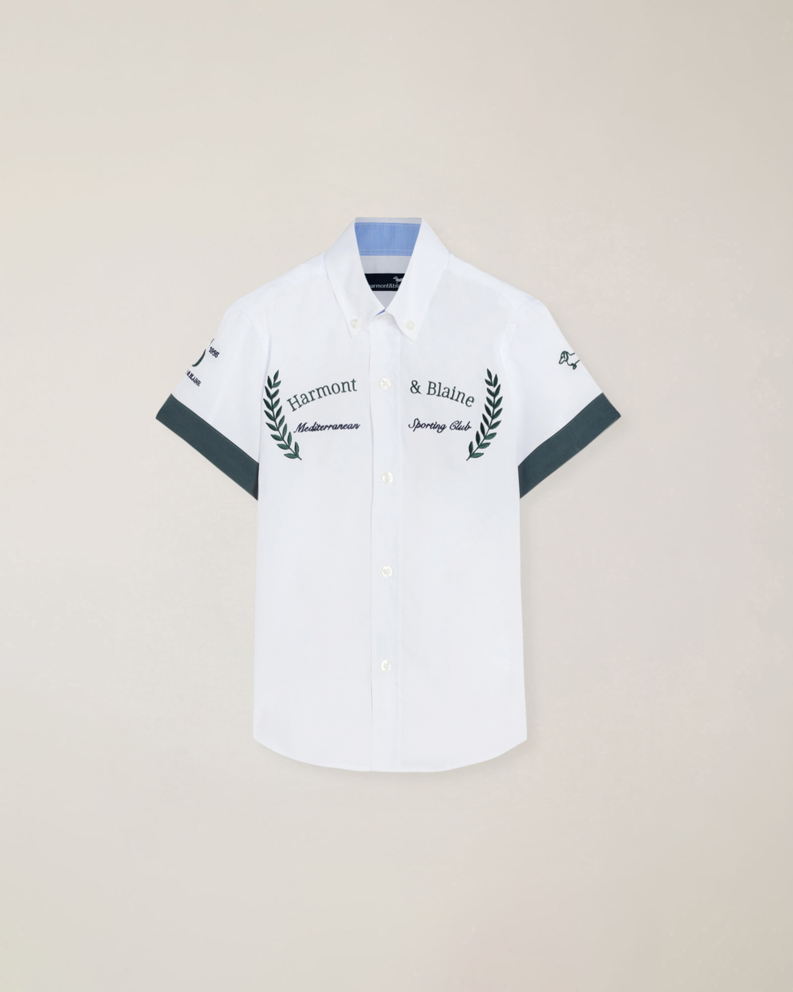 Camicia botton down a maniche corte con ricamo logo