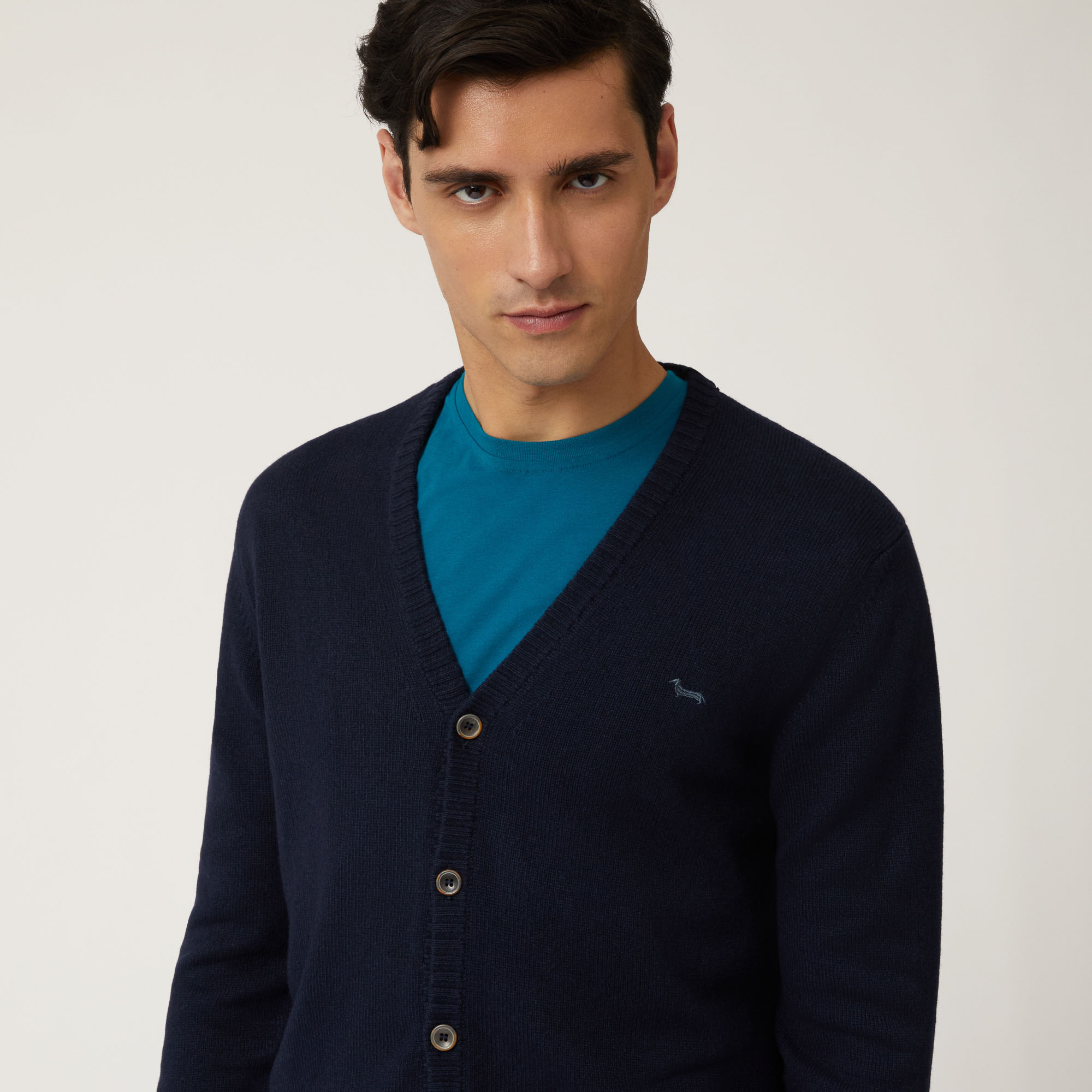 Cardigan Con Scollo A V E Bottoni, Blu Chiaro, large image number 2