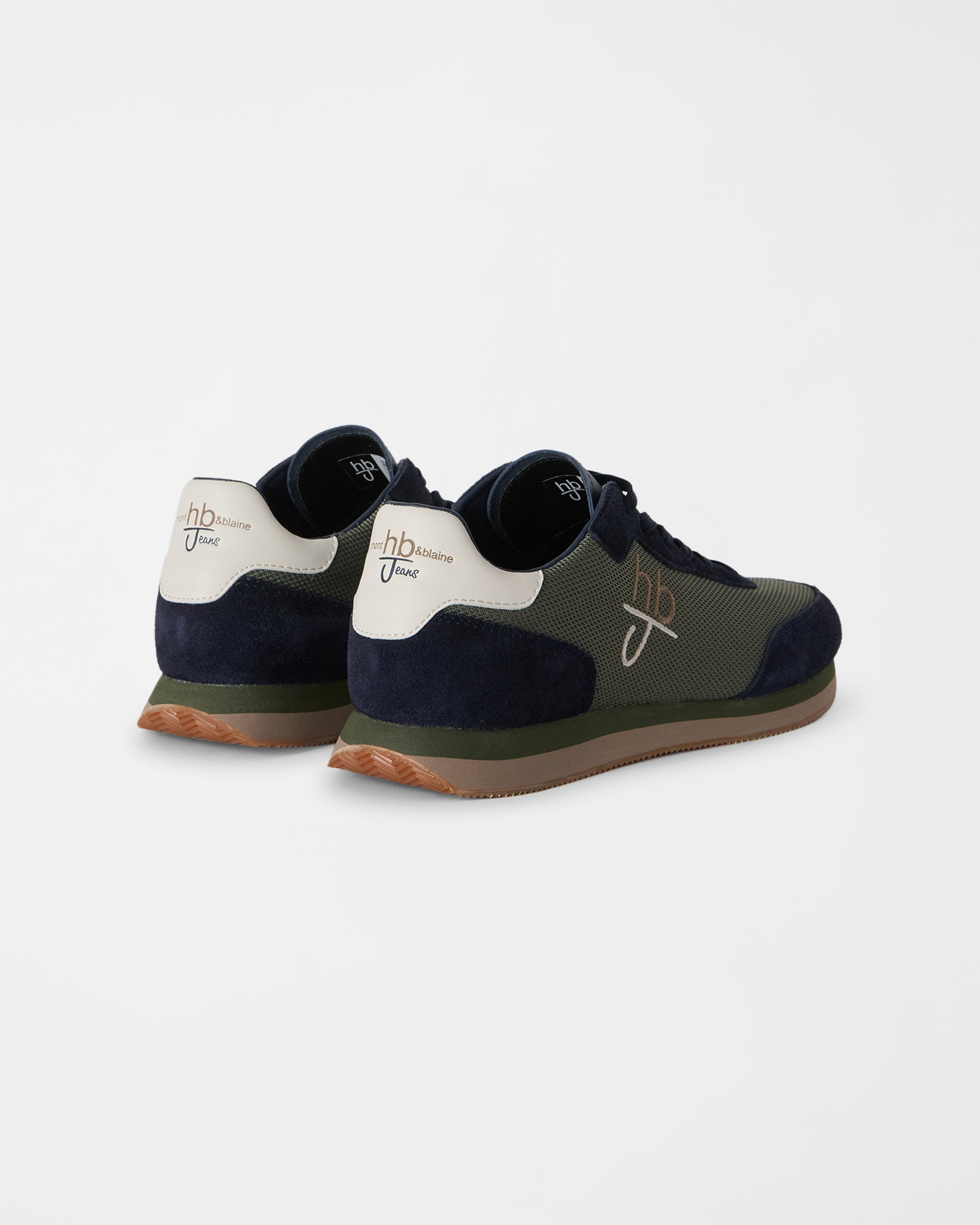 Sneaker HBJ Uomo in pelle e suede con dettagli, VERDE, large