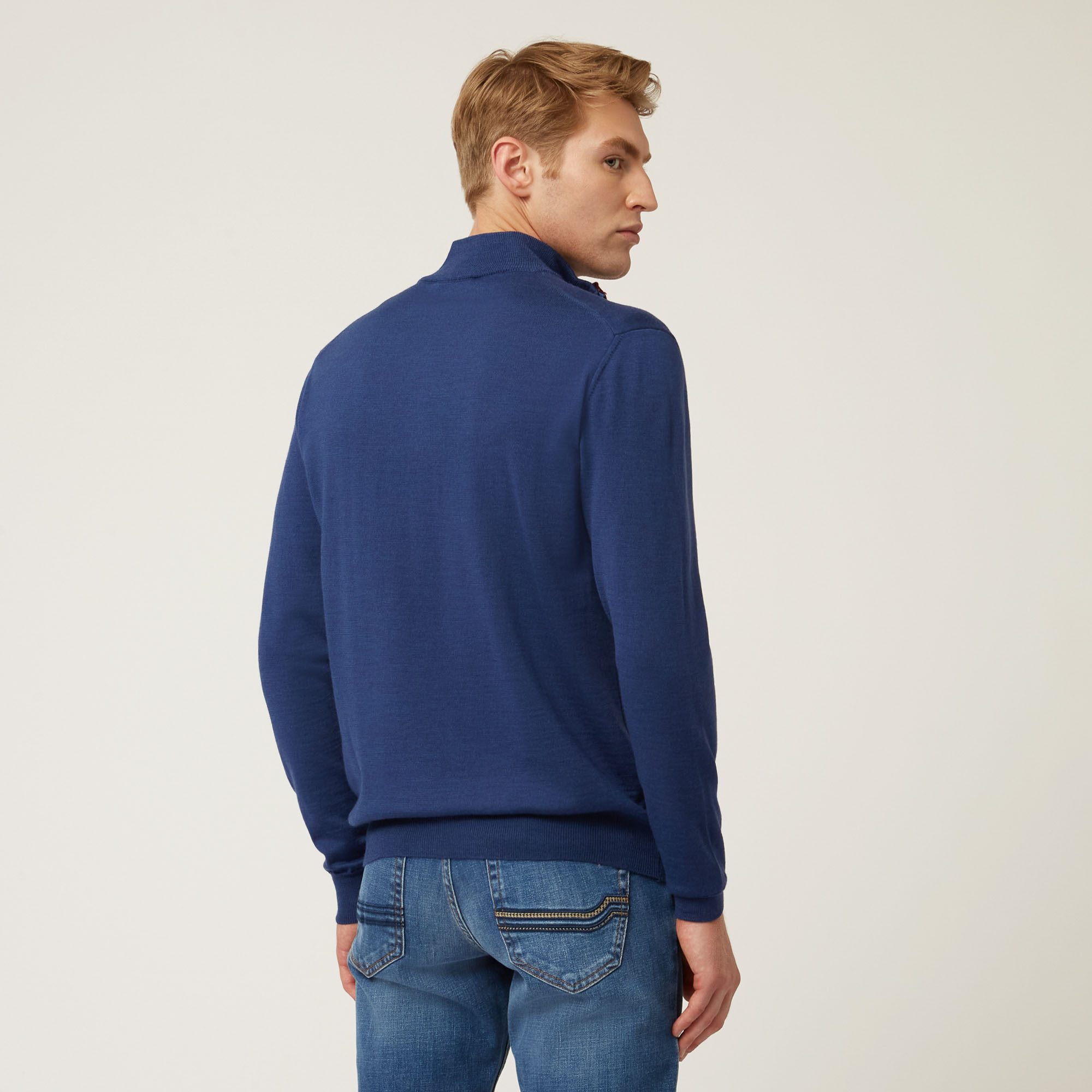 Half-Zip Pullover With Buttons, Light Blue, large image number 1