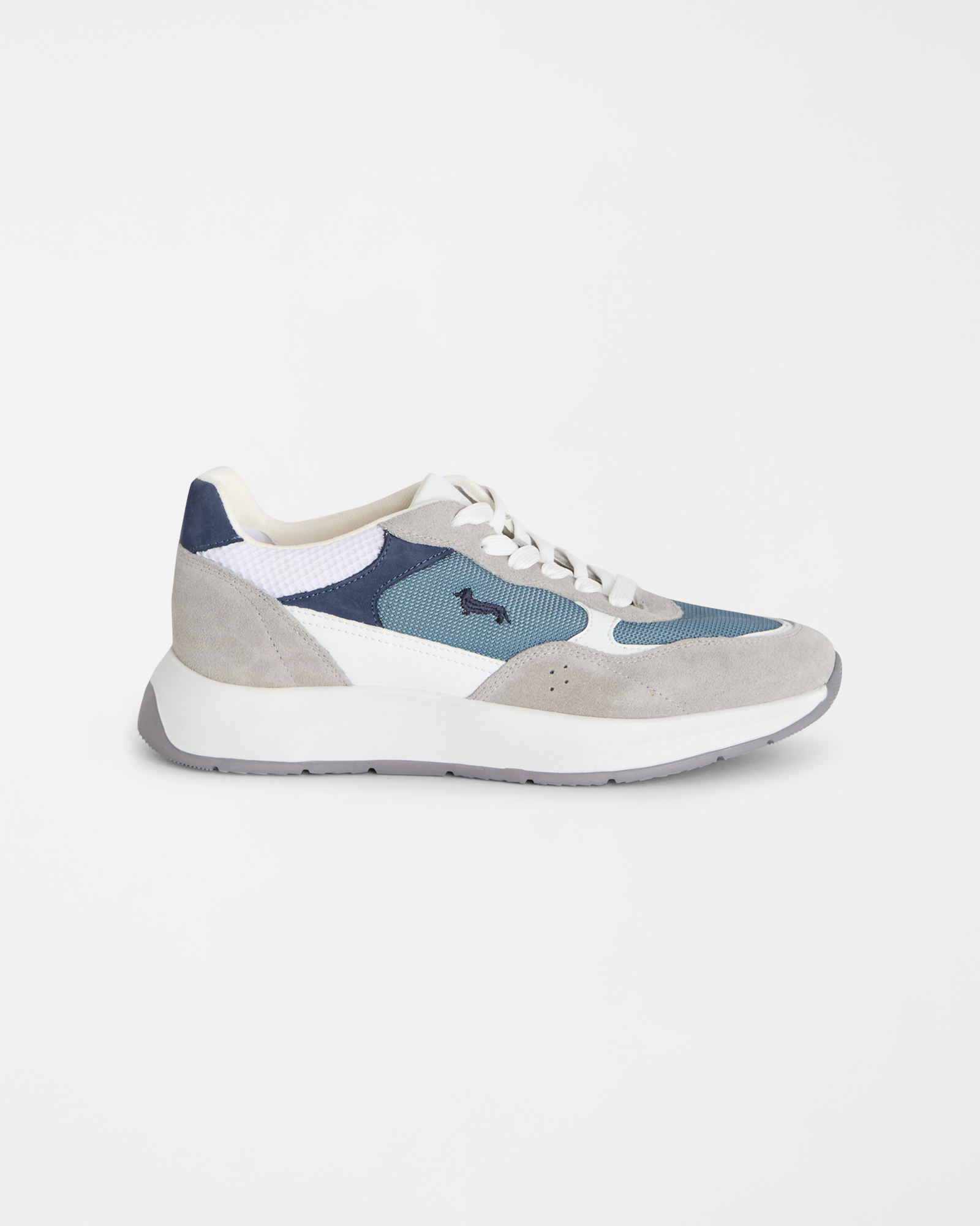 Mixed fabric sneakers, Gray, large