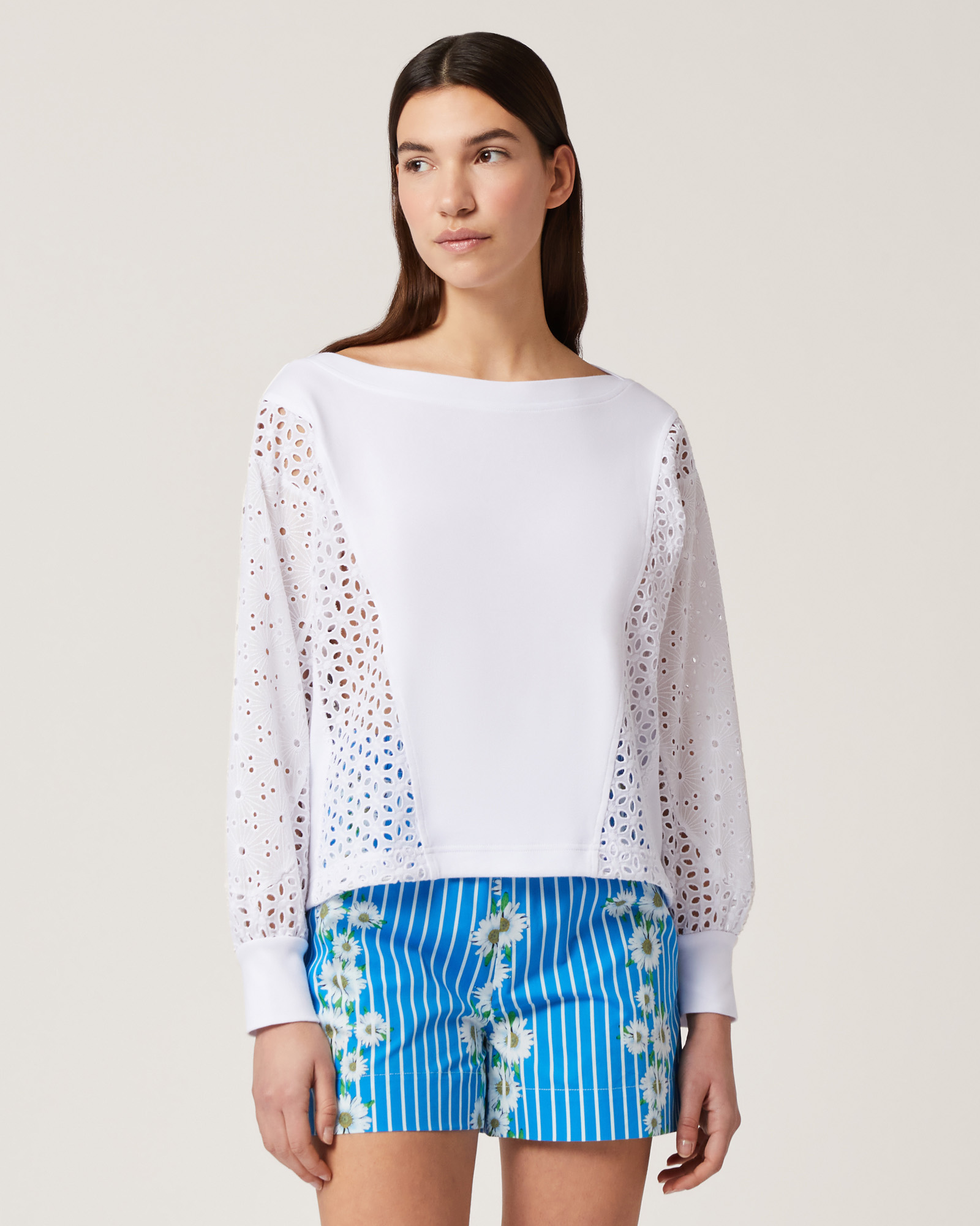 Sweatshirt with Broderie Anglaise Inserts