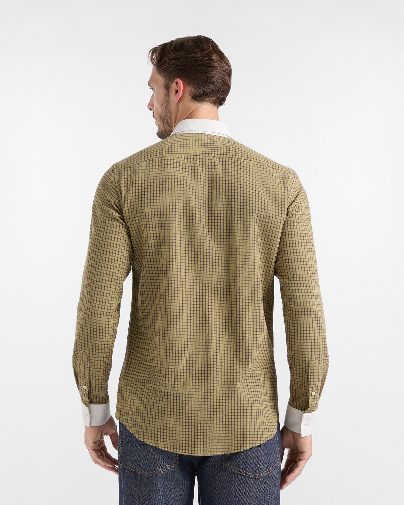 Harmont & Blaine Men&rsquo;s Capsule Quality Colours Shirt in micro-check cotton flannel, LIGHT GREEN, large