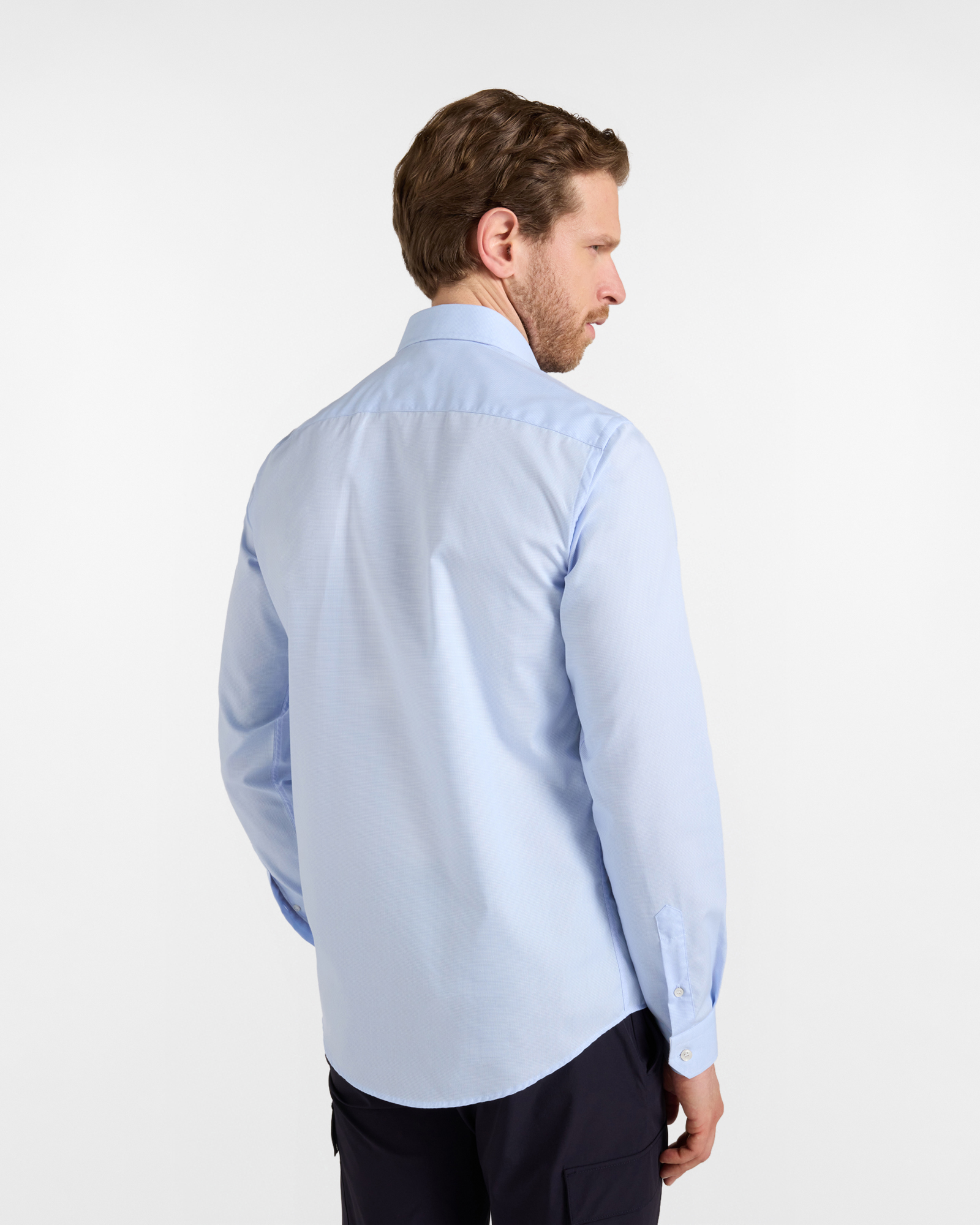 Men's narrow-fit pure cotton shirt with internal contrasts