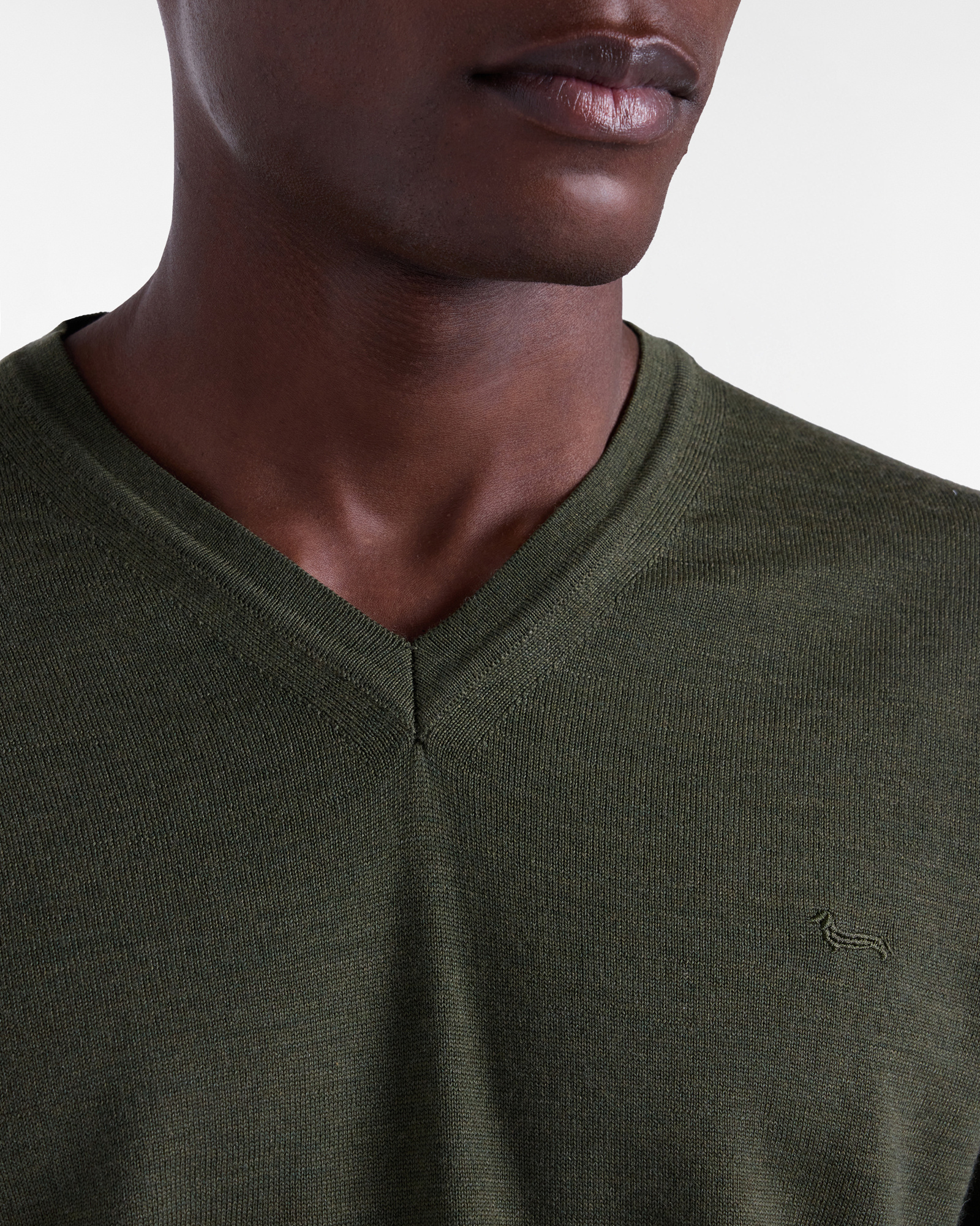 V-Neck Sweater, Olive Green, large image number 2