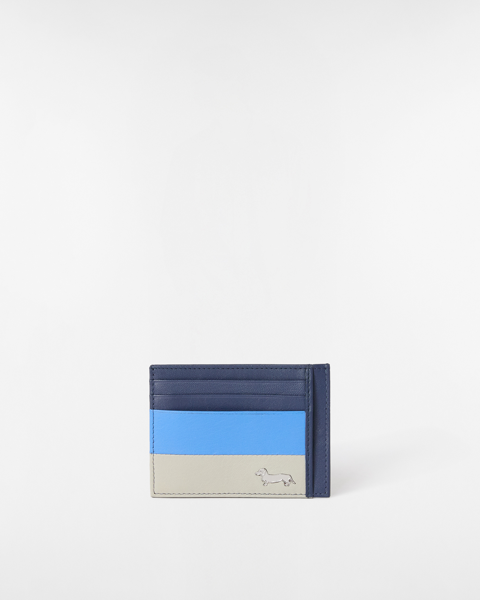 Multicolor Leather Card Holder, Navy Blue, large