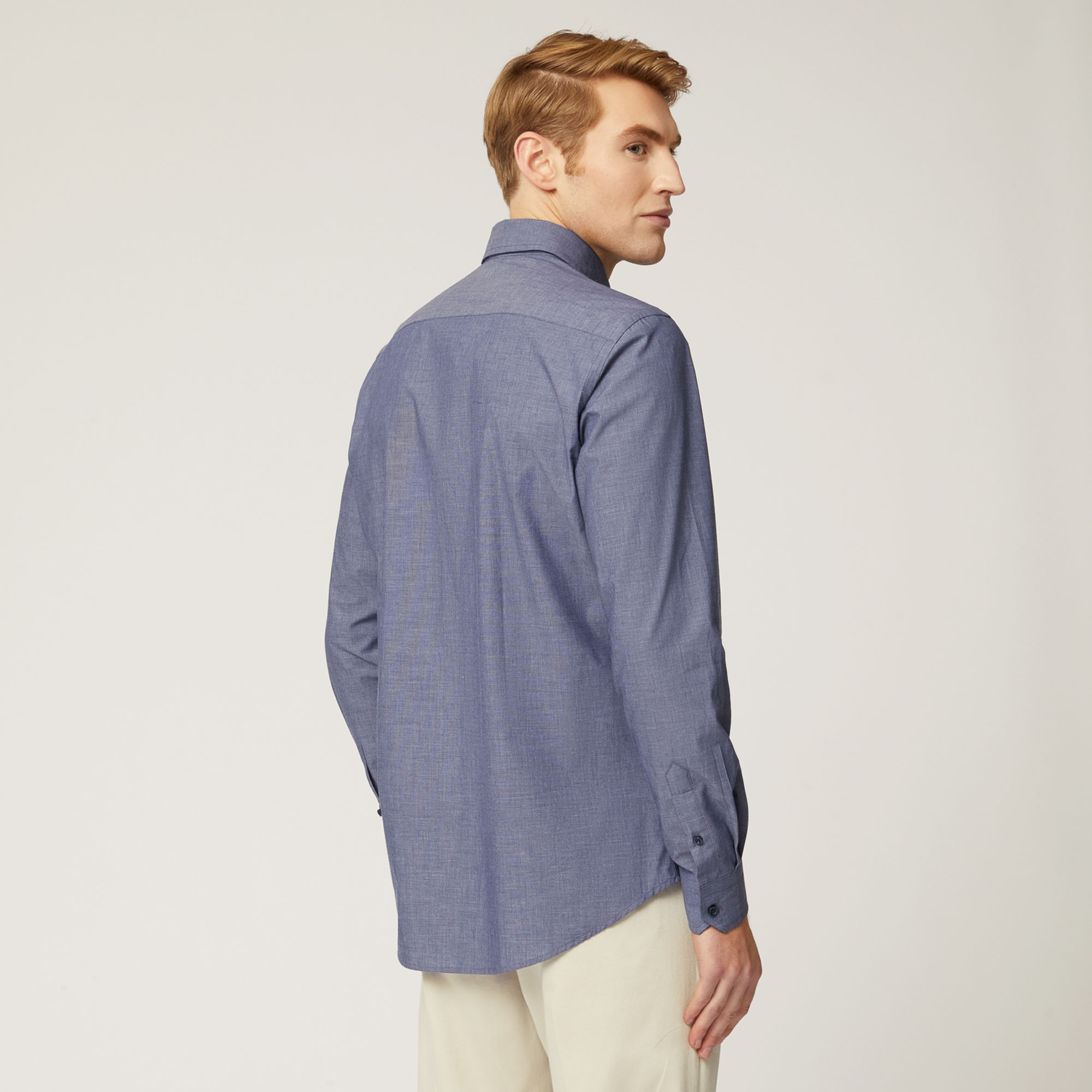 Camicia Narrow Fit In Cotone, Grigio, large image number 1
