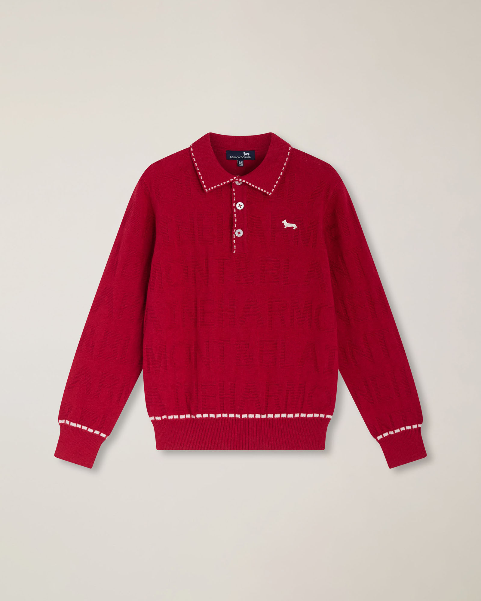 Knitted polo with intarsia work